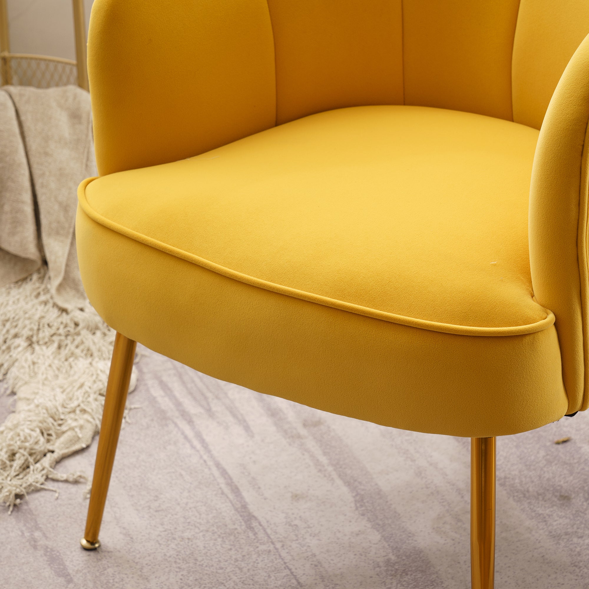 26" Wide Velvet Armchair with Gold Legs