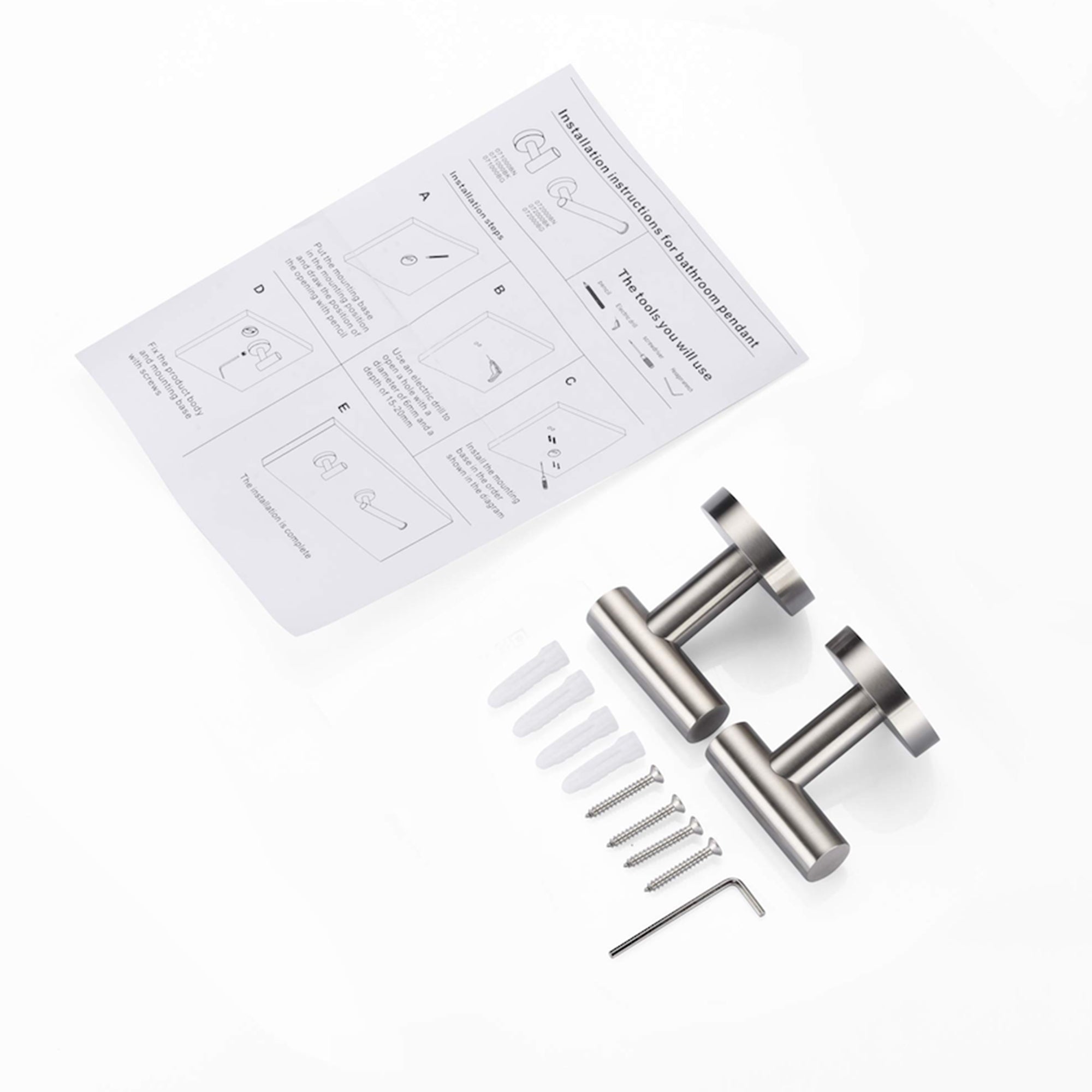 2-Piece Wall Mounted Towel/Robe Hook