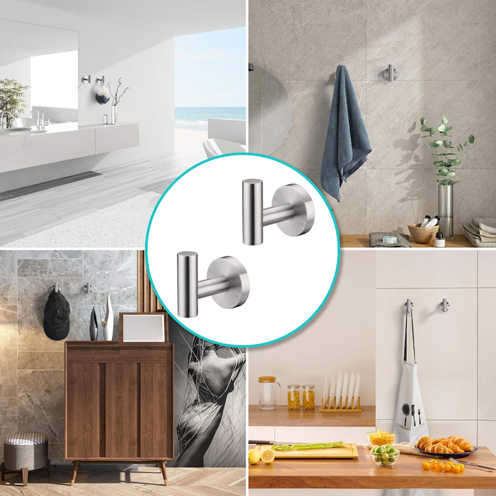 2-Piece Wall Mounted Towel/Robe Hook