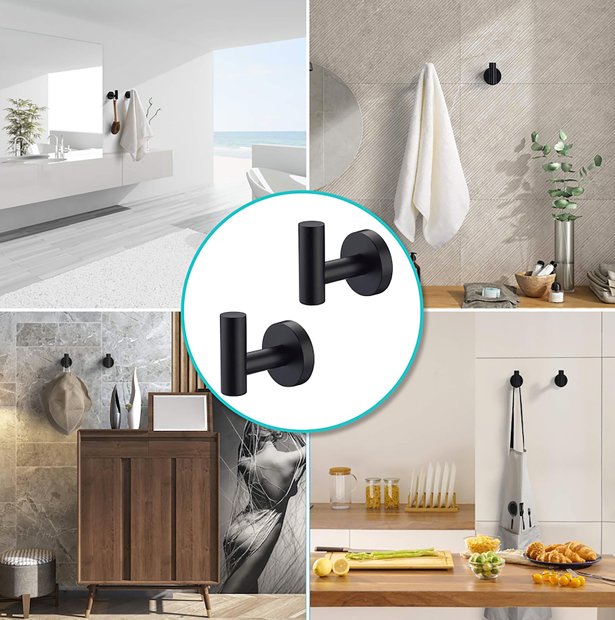 2-Piece Wall Mounted Towel/Robe Hook