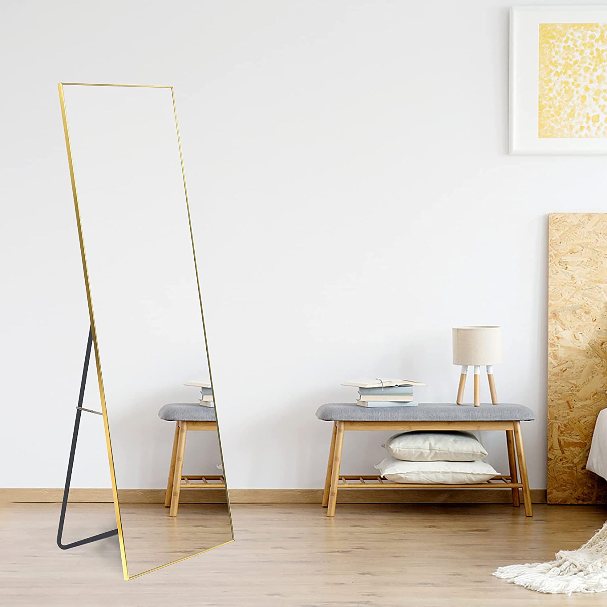 22 in. W x 65 in. H Rectangular Framed Freestanding Full Length Bedroom Mirror