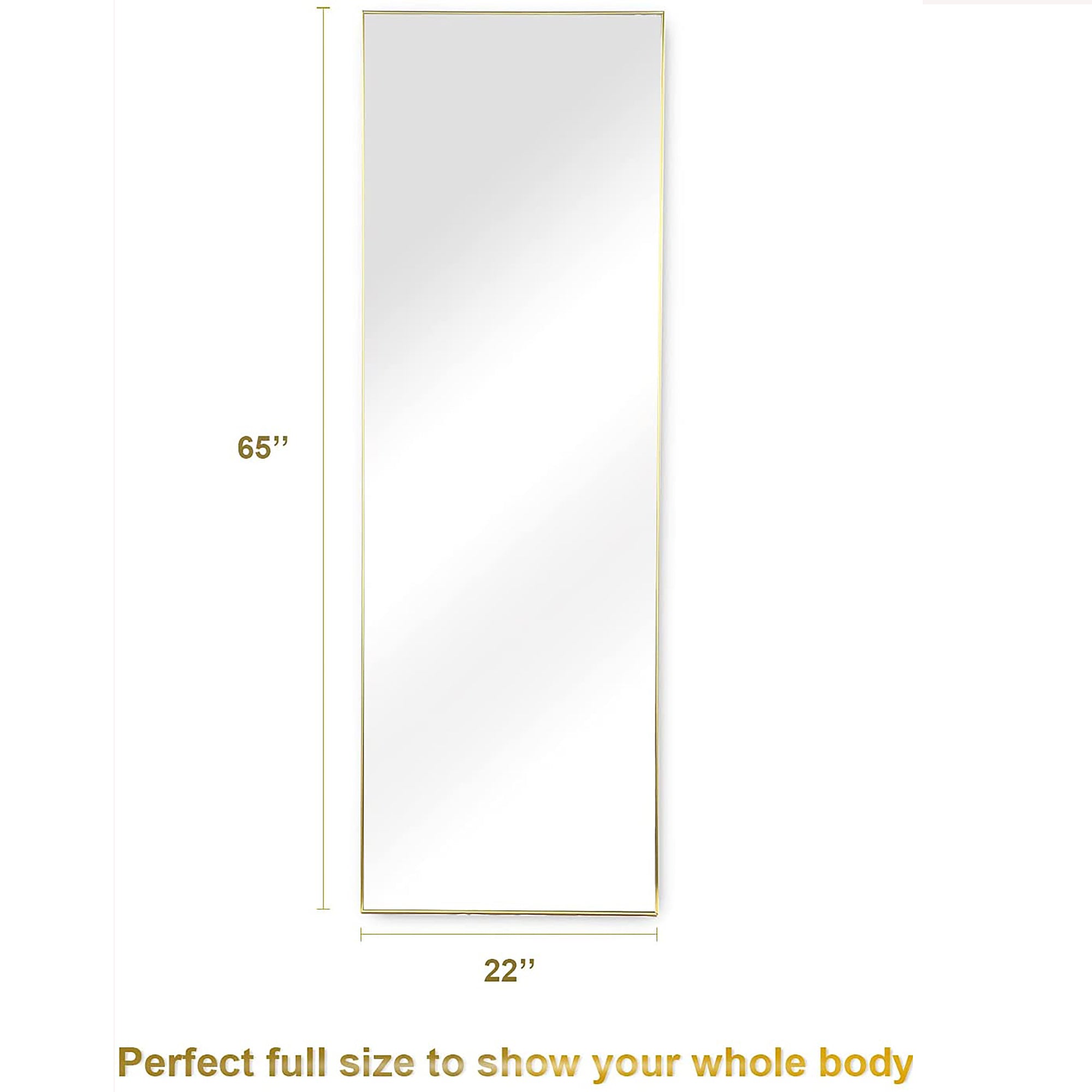 22 in. W x 65 in. H Rectangular Framed Freestanding Full Length Bedroom Mirror