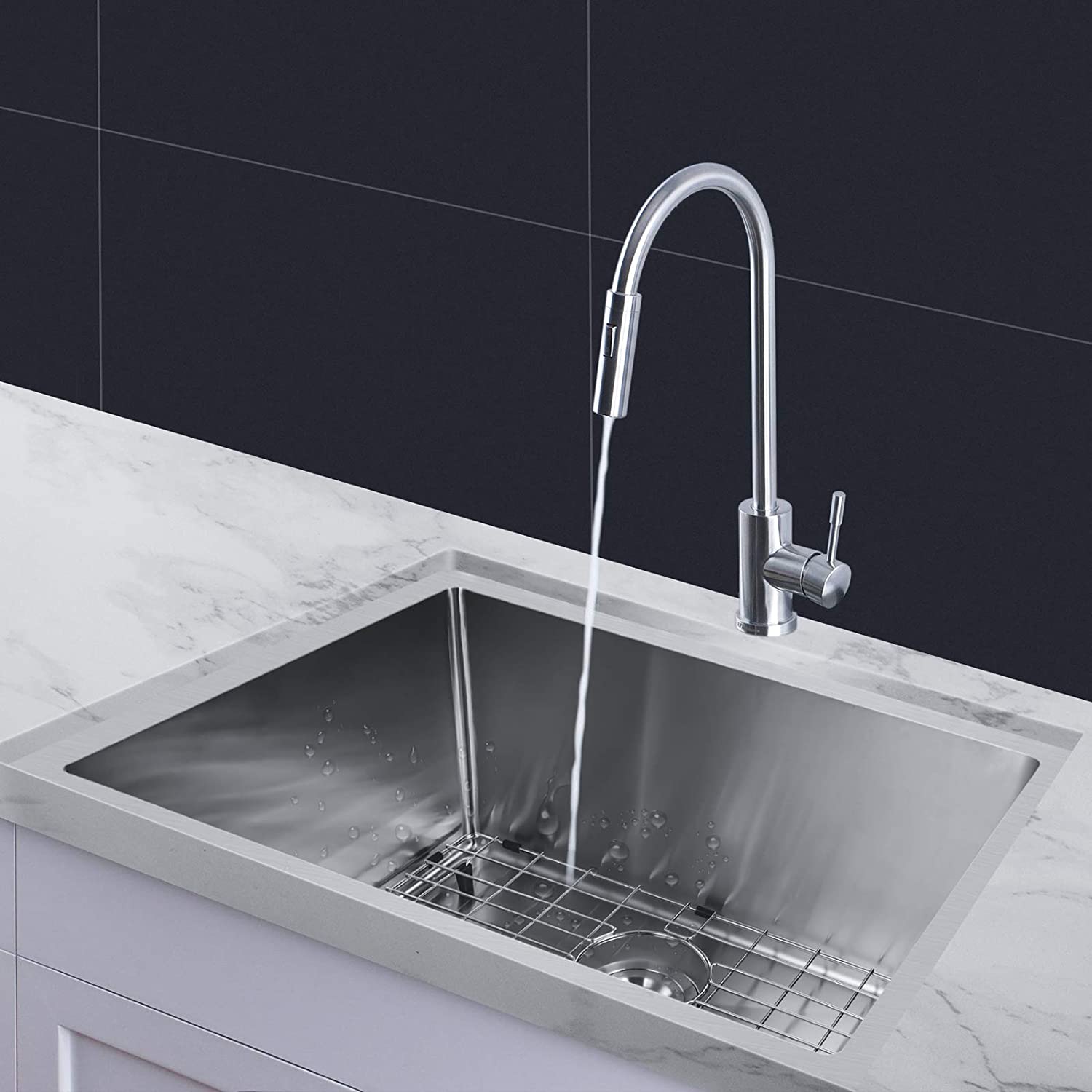 Stainless Steel Undermount Single Bowl Kitchen Sink with Accessories