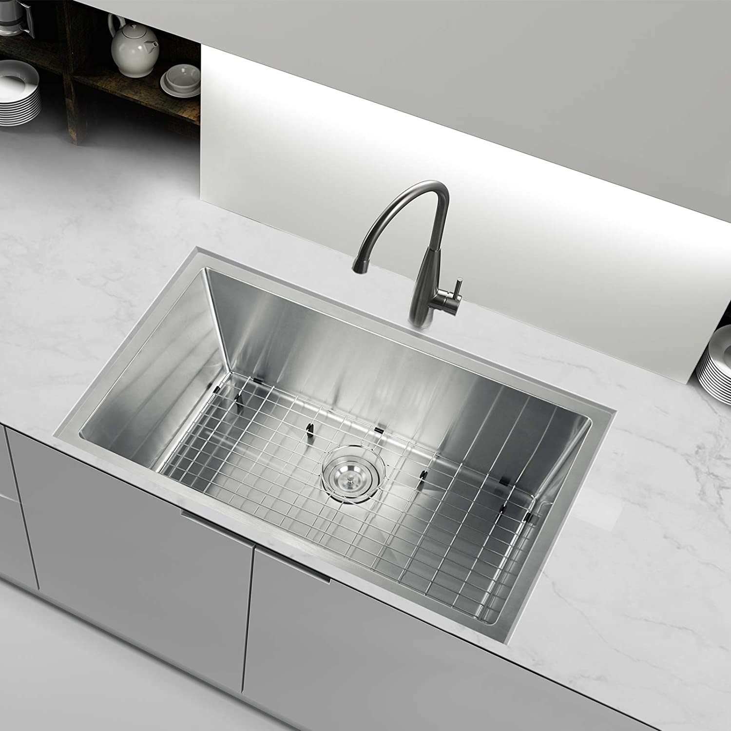 Stainless Steel Undermount Single Bowl Kitchen Sink with Accessories