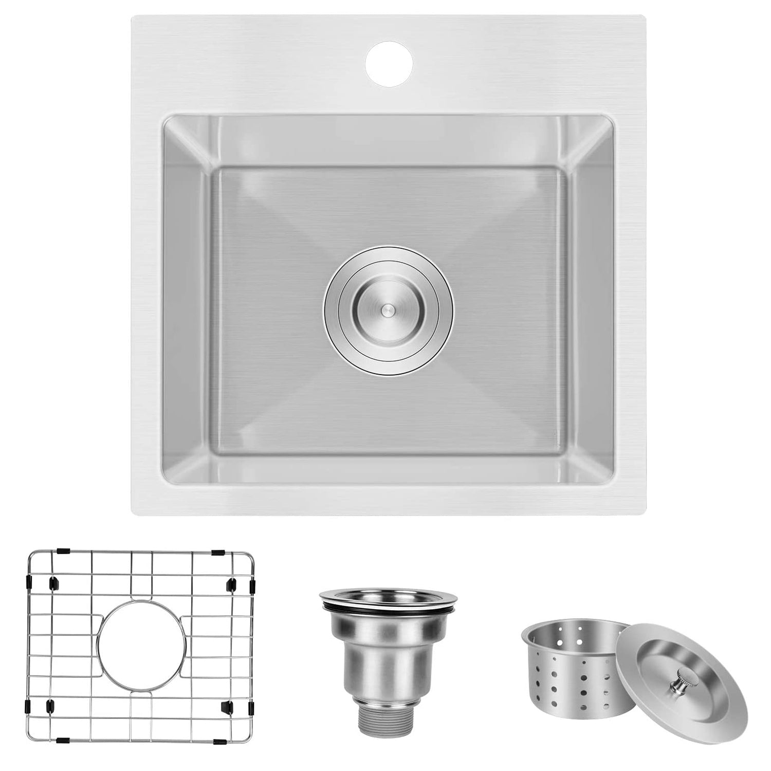 Stainless Steel 15 in. Single Bowl Drop-in Kitchen Sink