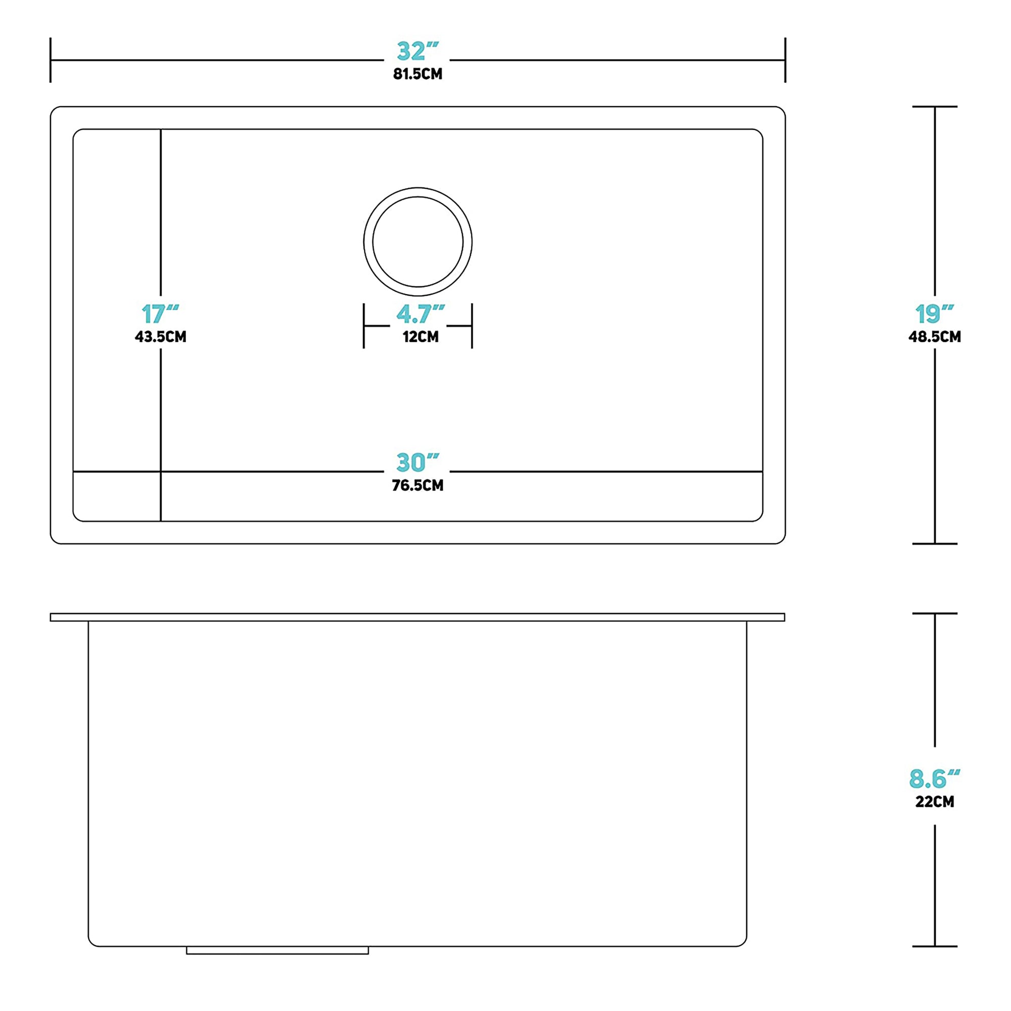 Stainless Steel 32 in. Single Bowl Kitchen Sink with Accessories
