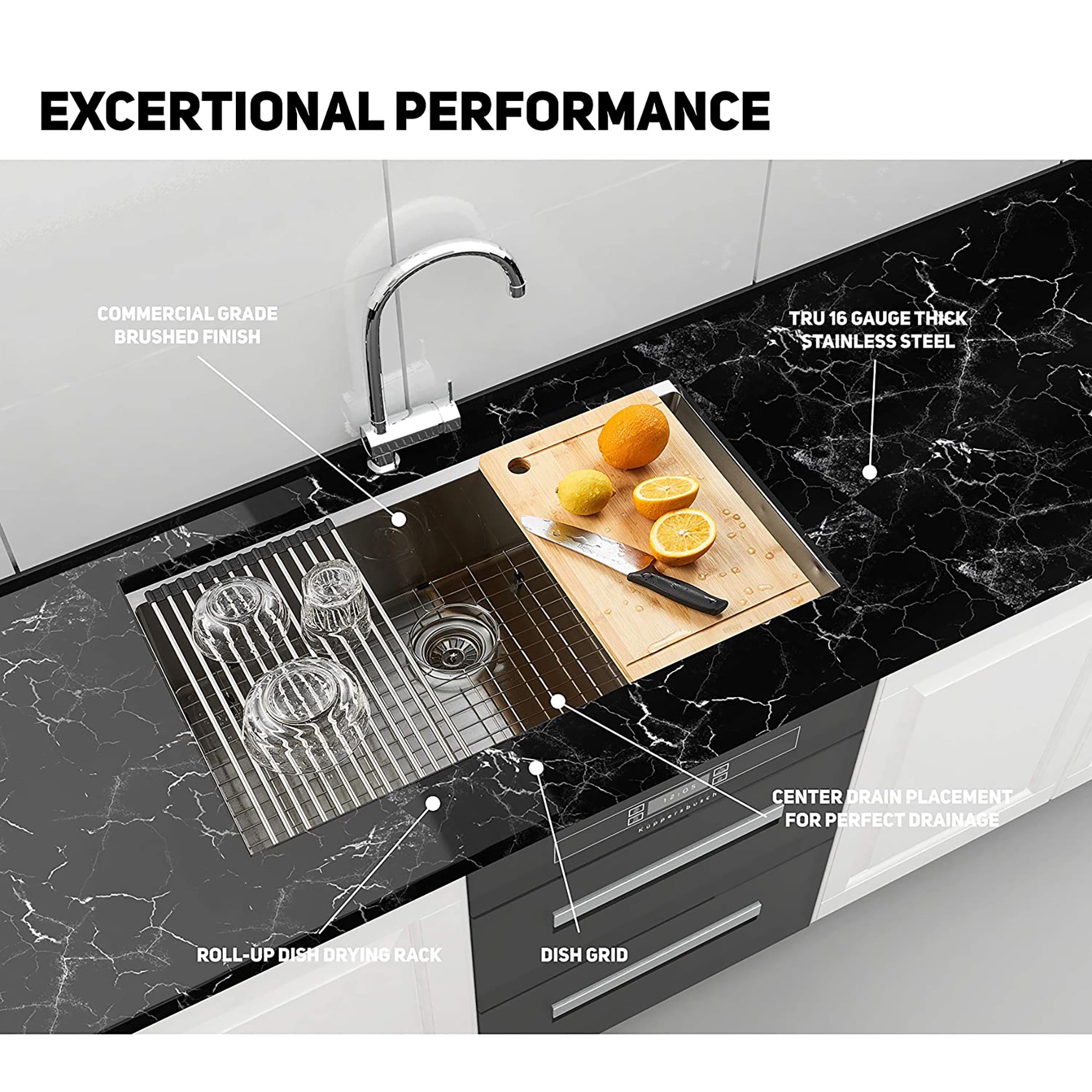 Stainless Steel 32 in. Single Bowl Kitchen Sink with Accessories