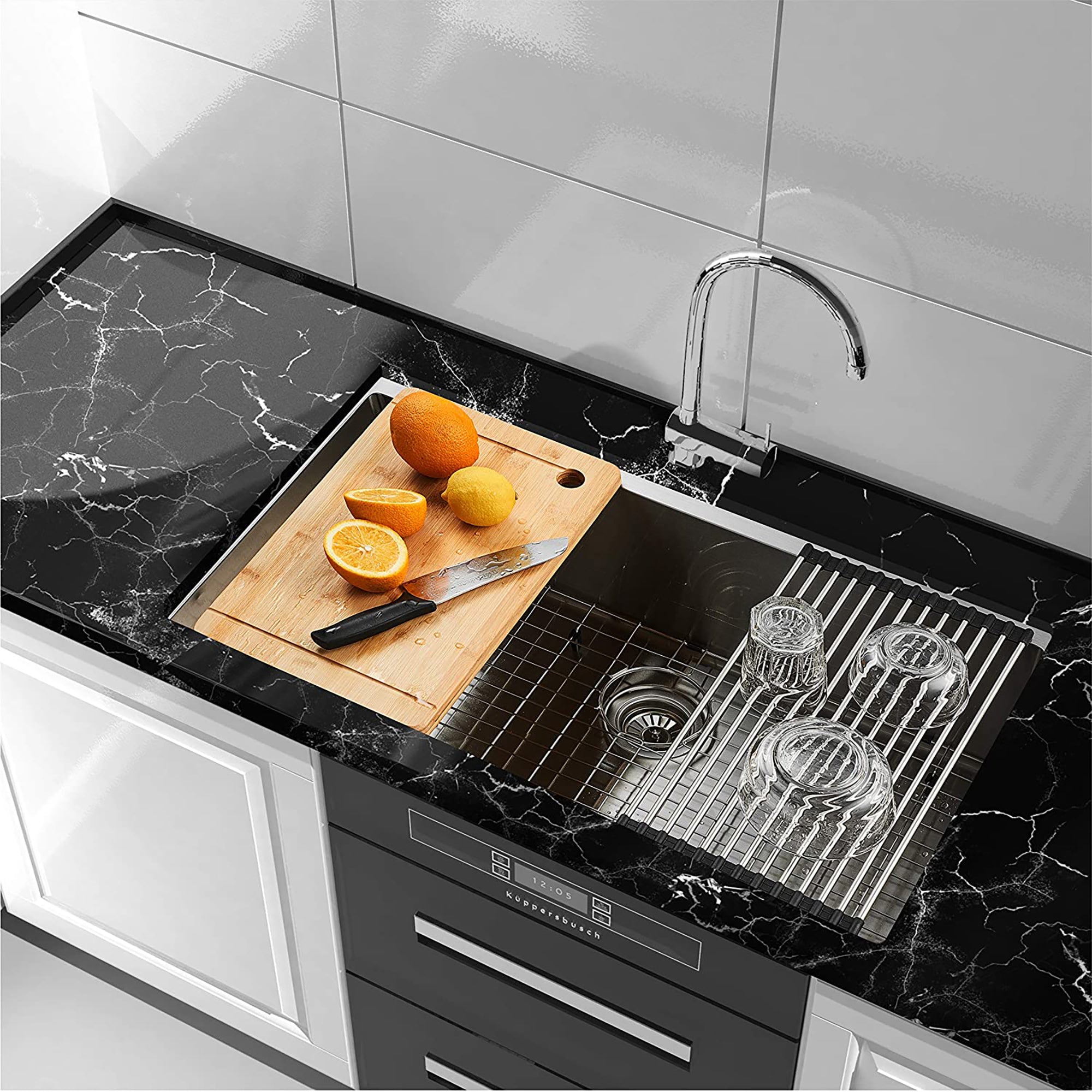 Stainless Steel 32 in. Single Bowl Kitchen Sink with Accessories