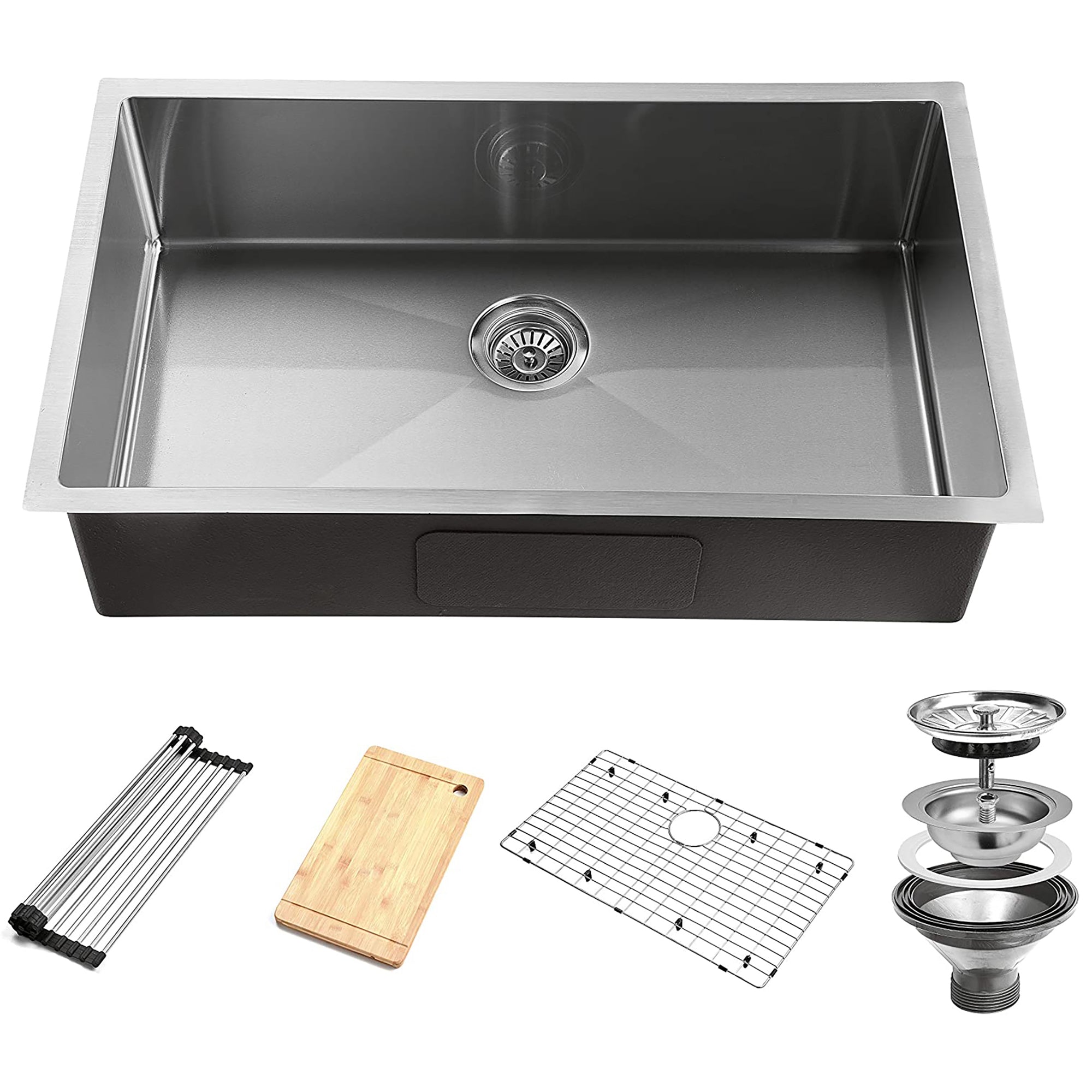 Stainless Steel 32 in. Single Bowl Kitchen Sink with Accessories