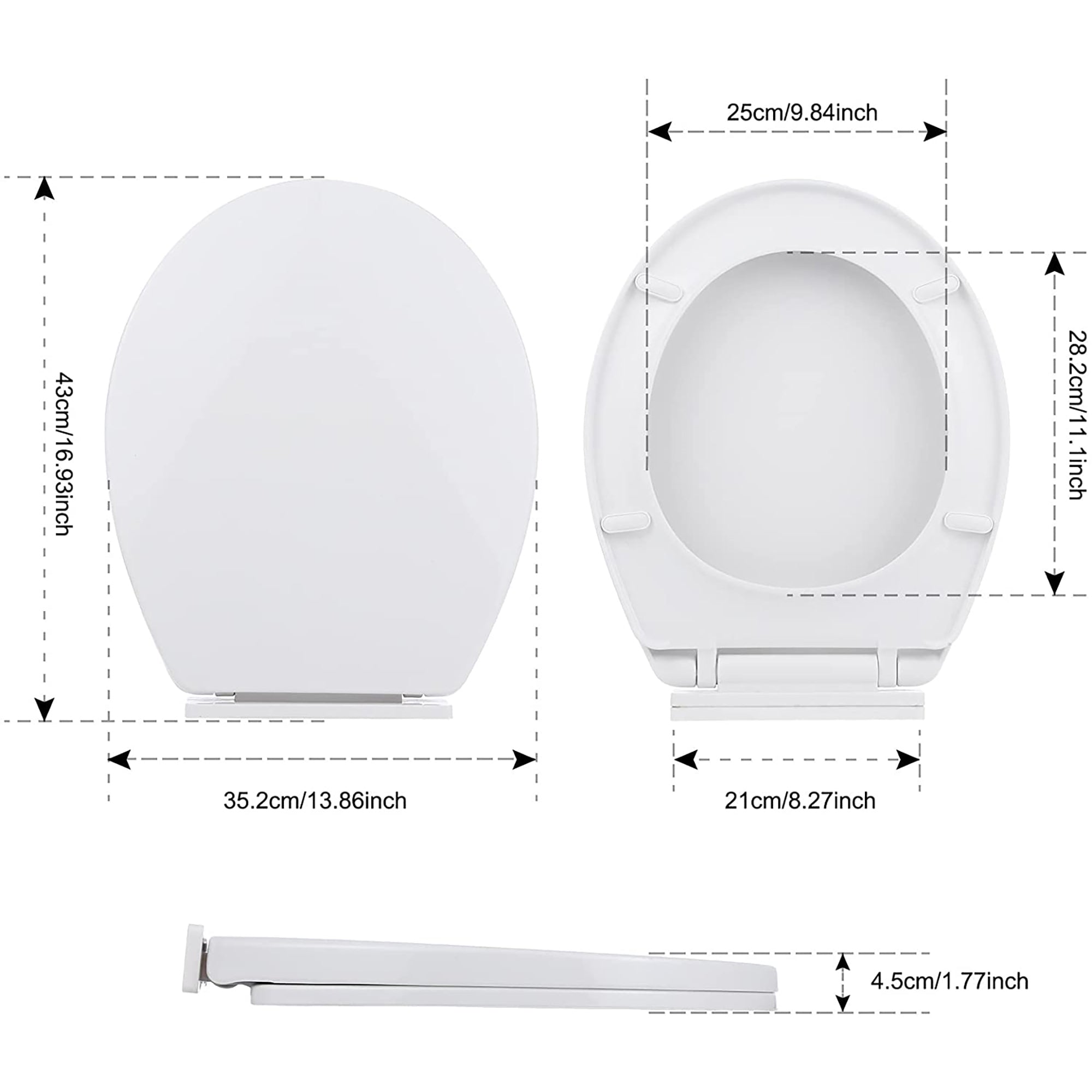 White Removable Round Bowl White Toilet Seat