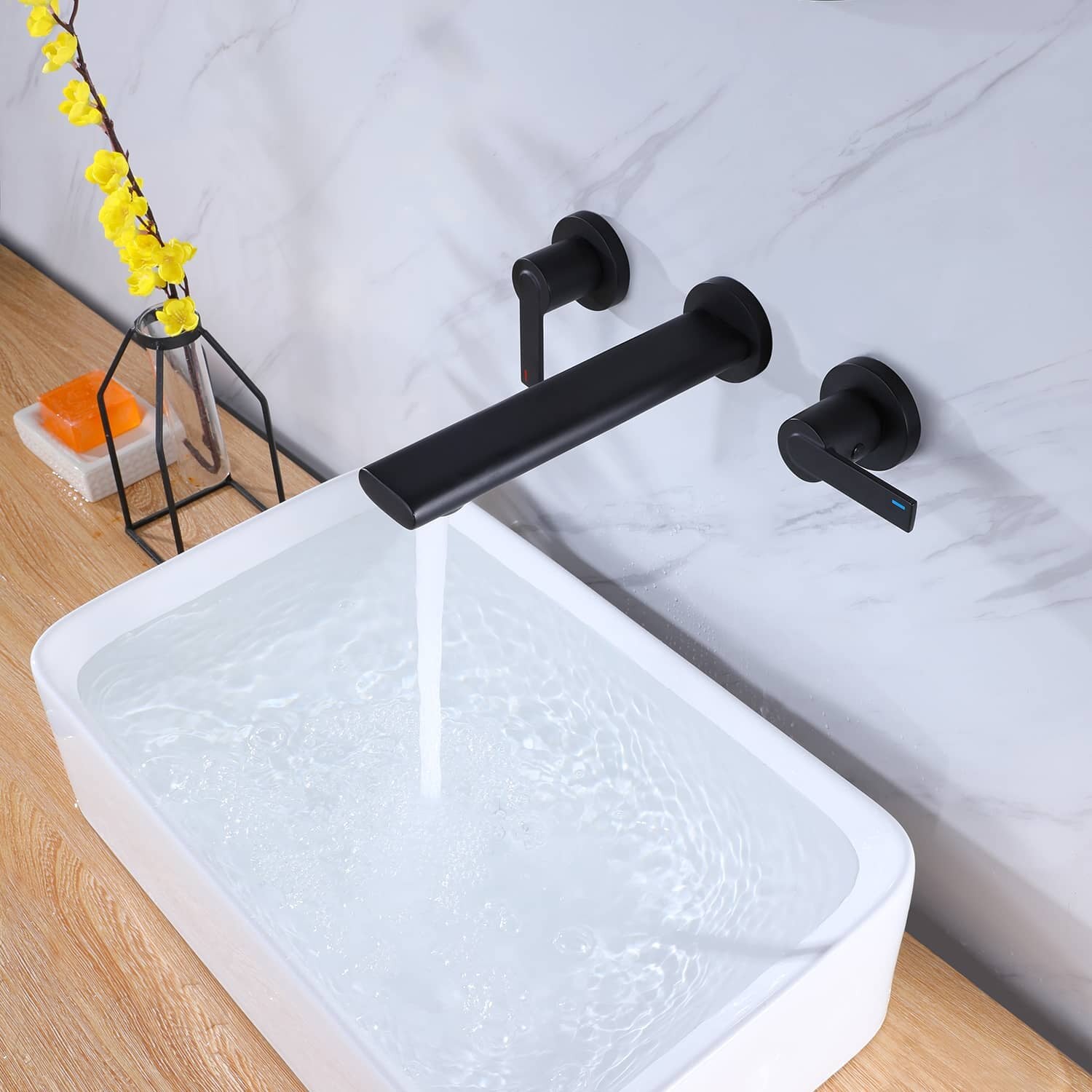 Wall Mounted  Bathroom Faucet with Drain Assembly