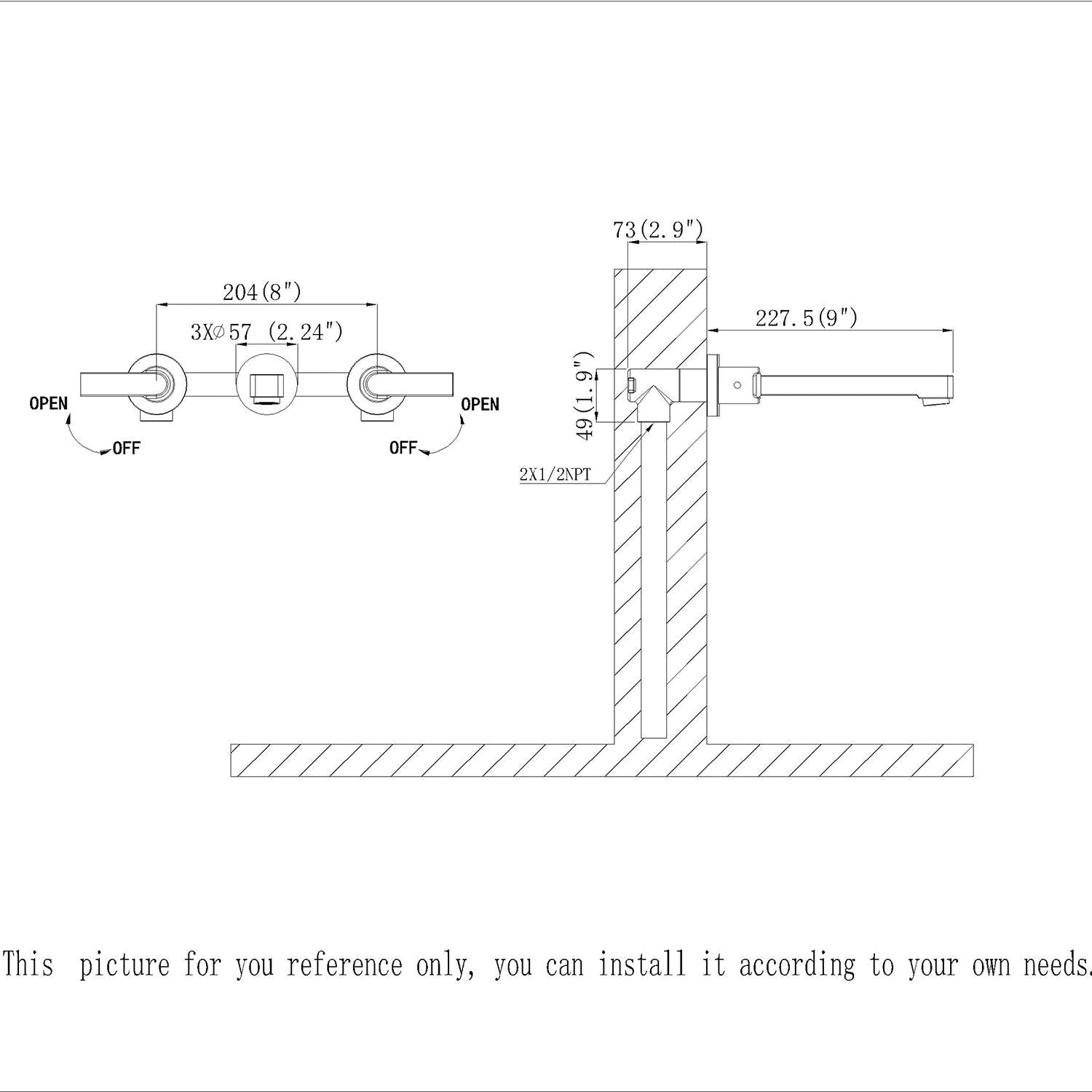 Wall Mounted  Bathroom Faucet with Drain Assembly