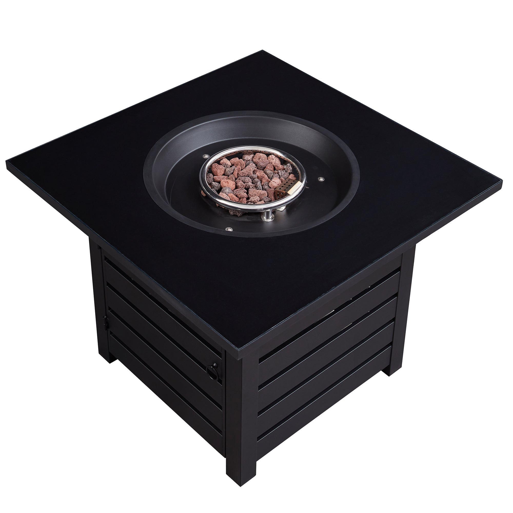 Square Steel Outdoor Fire Pit Table with Adjustable Flame