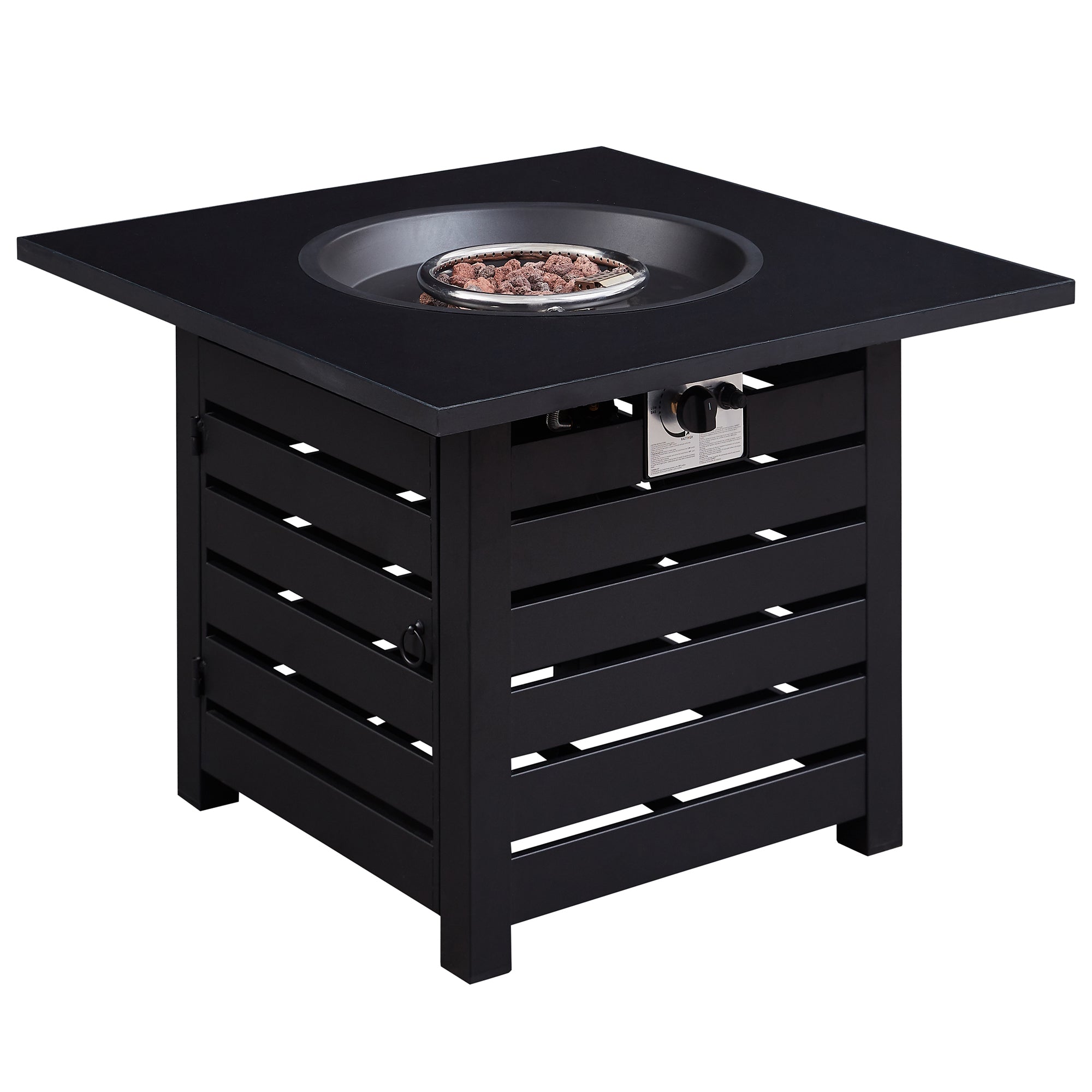 Square Steel Outdoor Fire Pit Table with Adjustable Flame