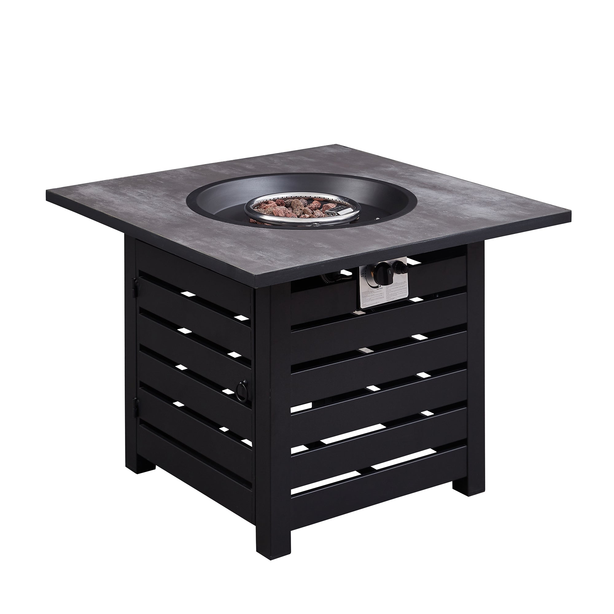 Square Steel Outdoor Fire Pit Table with Adjustable Flame