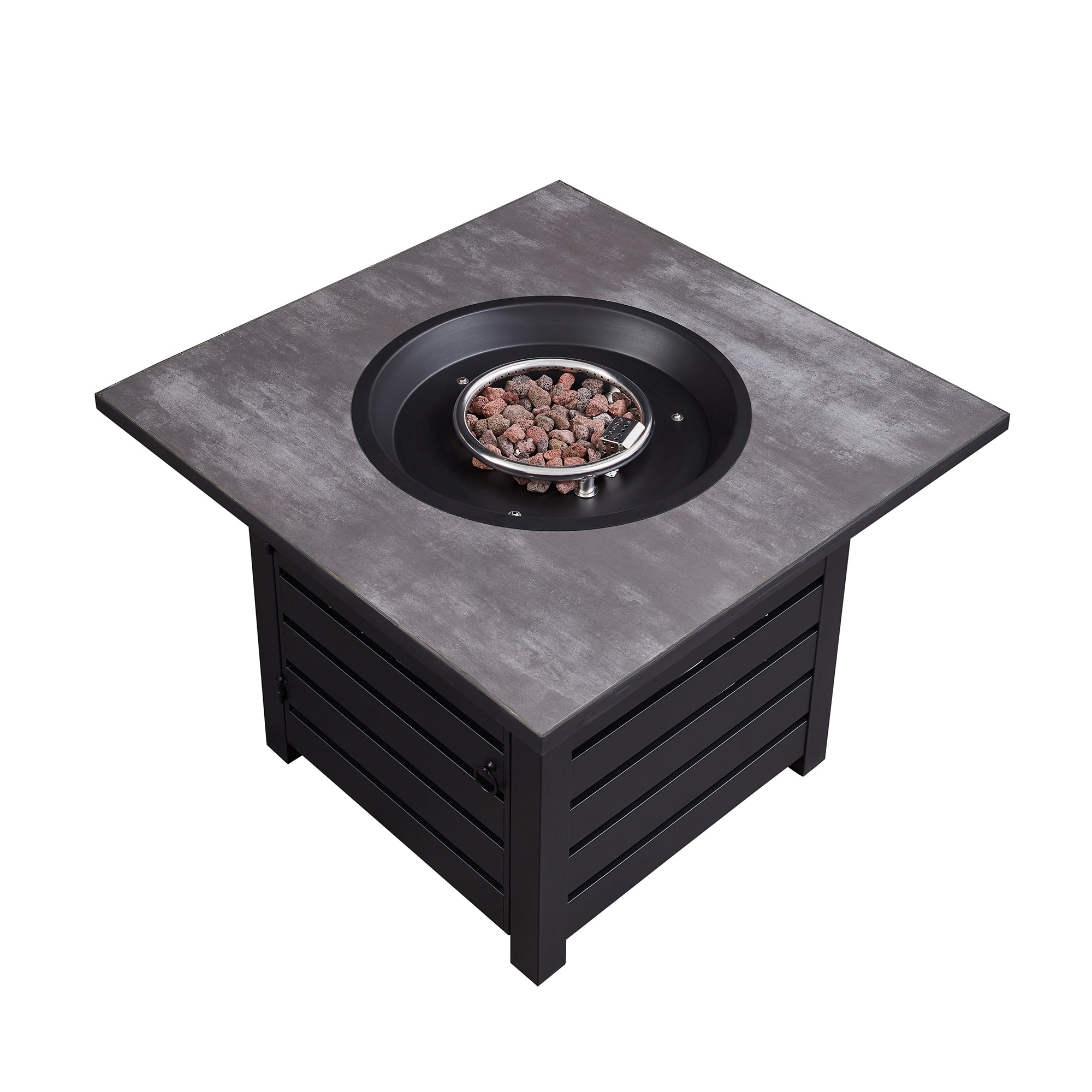 Square Steel Outdoor Fire Pit Table with Adjustable Flame