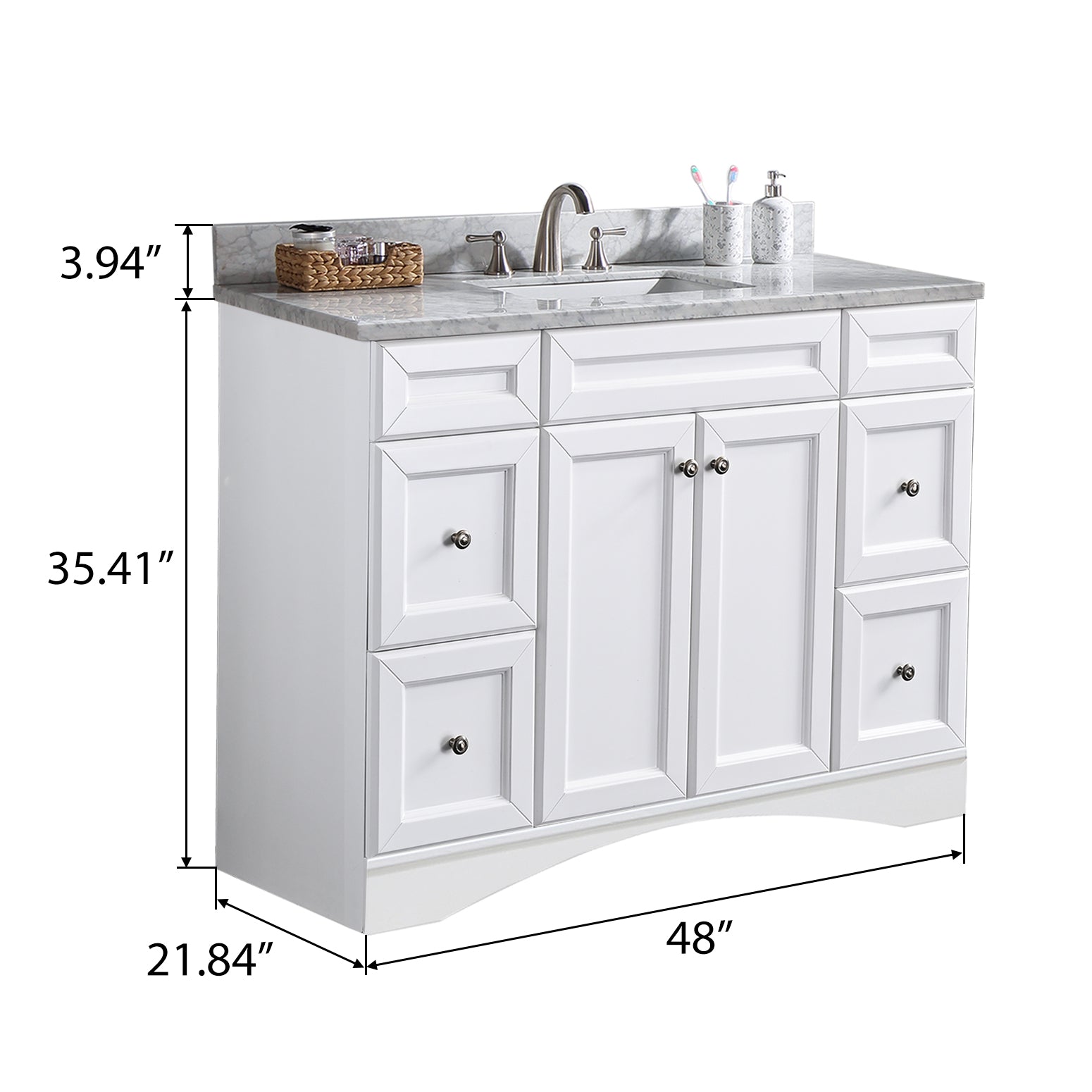 48" Single Bathroom Vanity Set with Marble Top