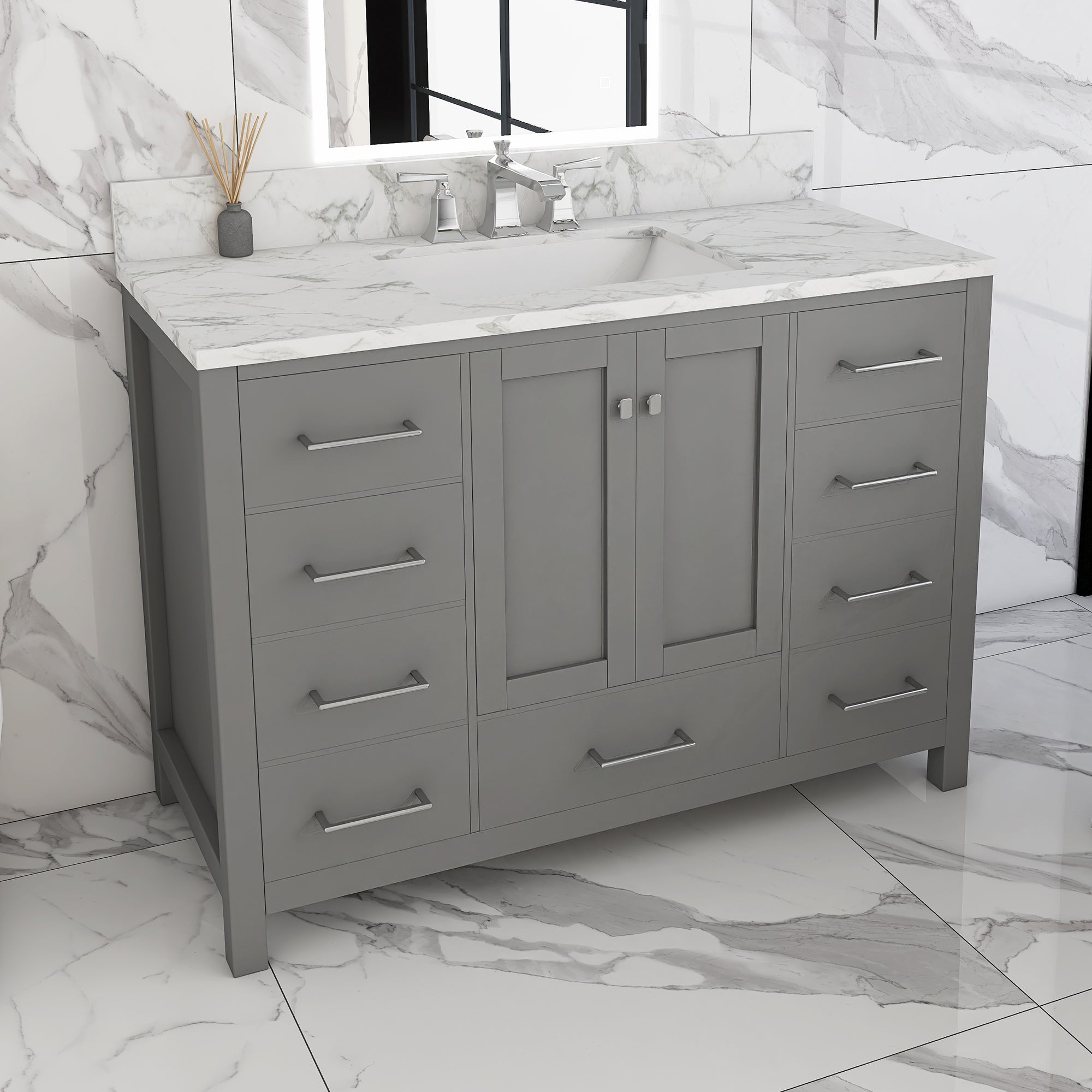 48" Single Bathroom Vanity Set with Marble Top