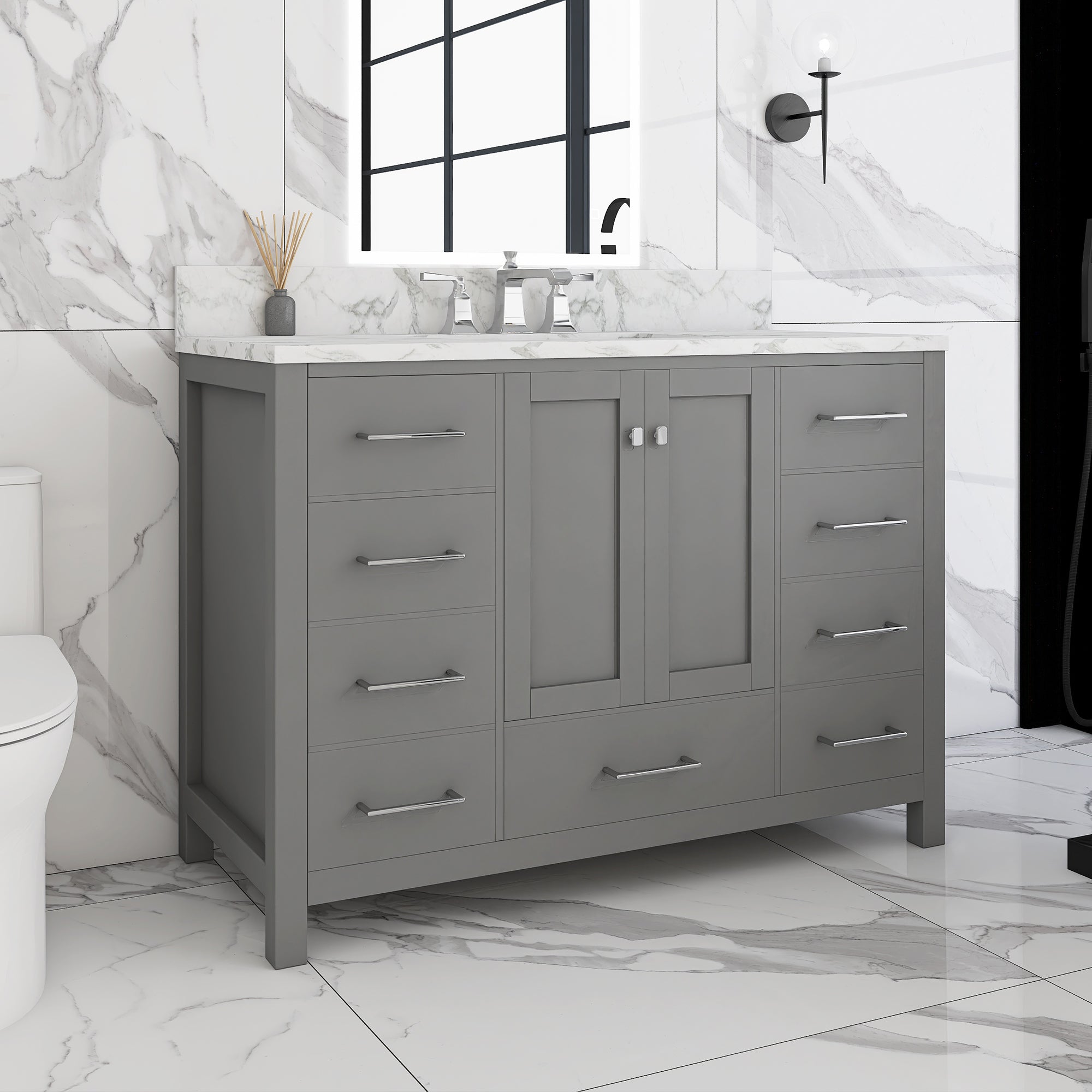 48" Single Bathroom Vanity Set with Marble Top