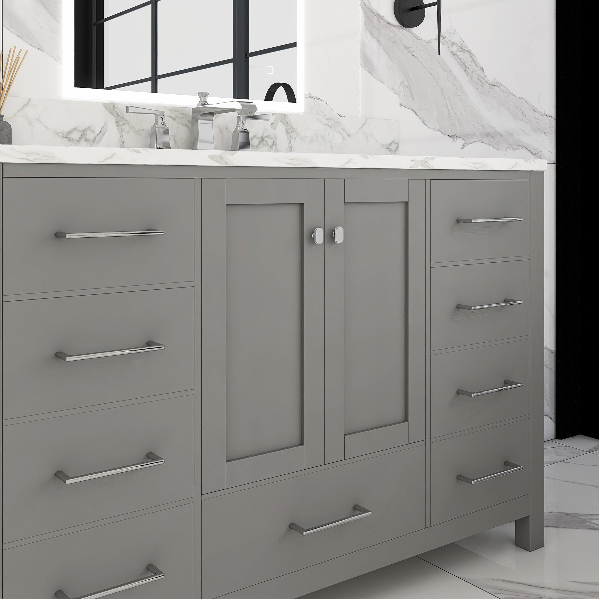 48" Single Bathroom Vanity Set with Marble Top