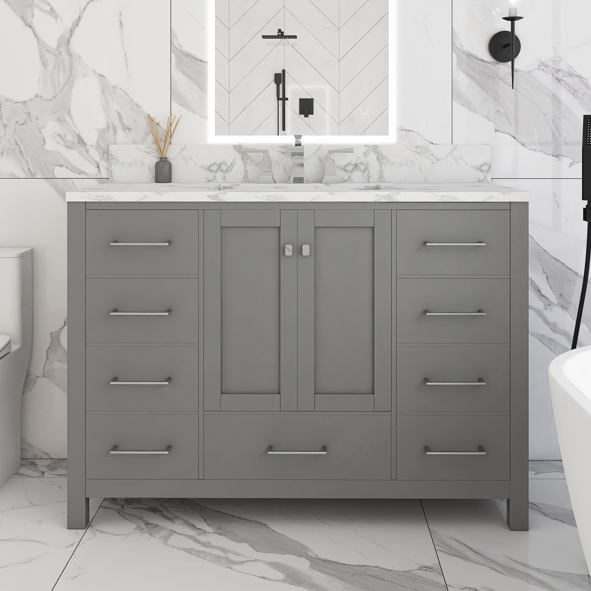 48" Single Bathroom Vanity Set with Marble Top