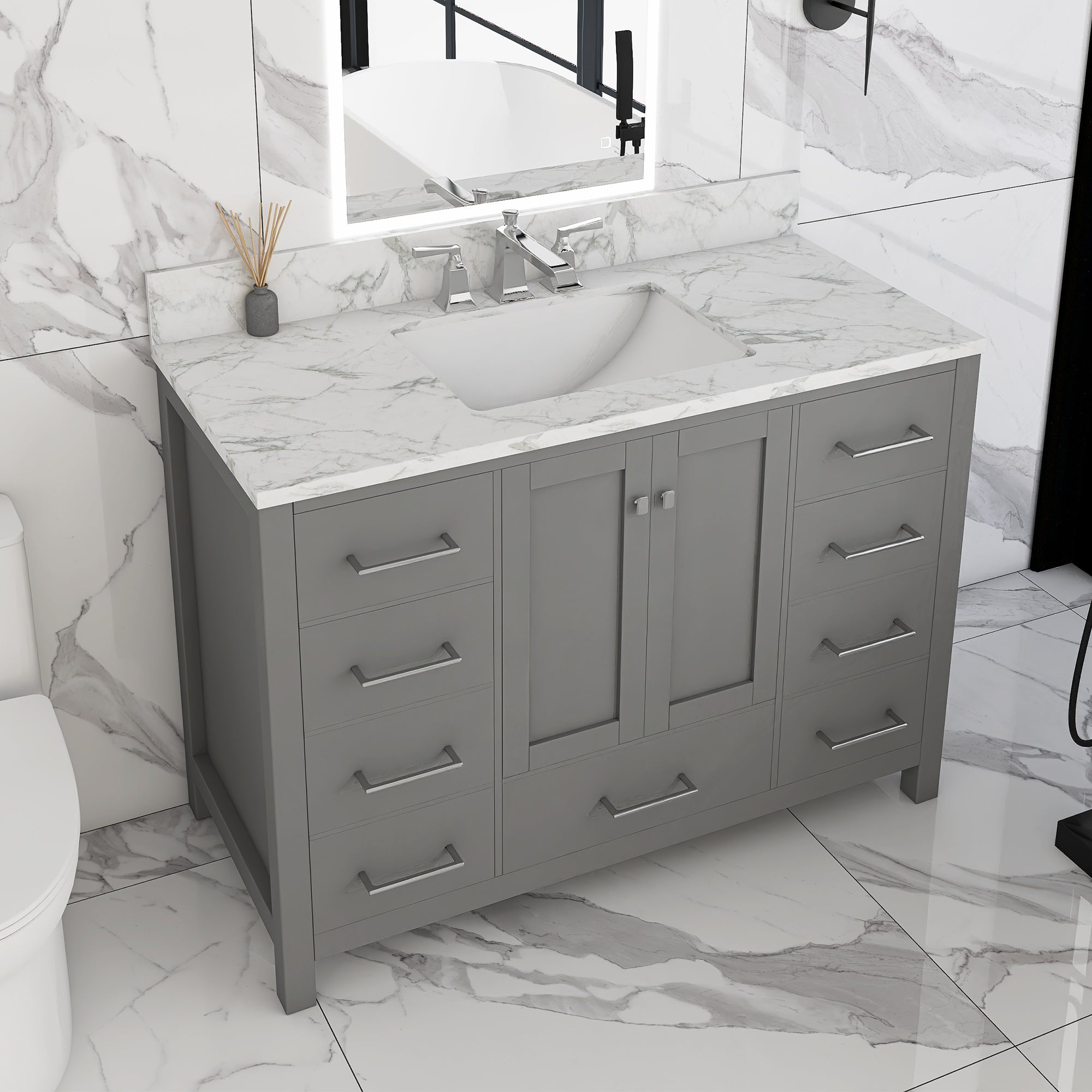 48" Single Bathroom Vanity Set with Marble Top