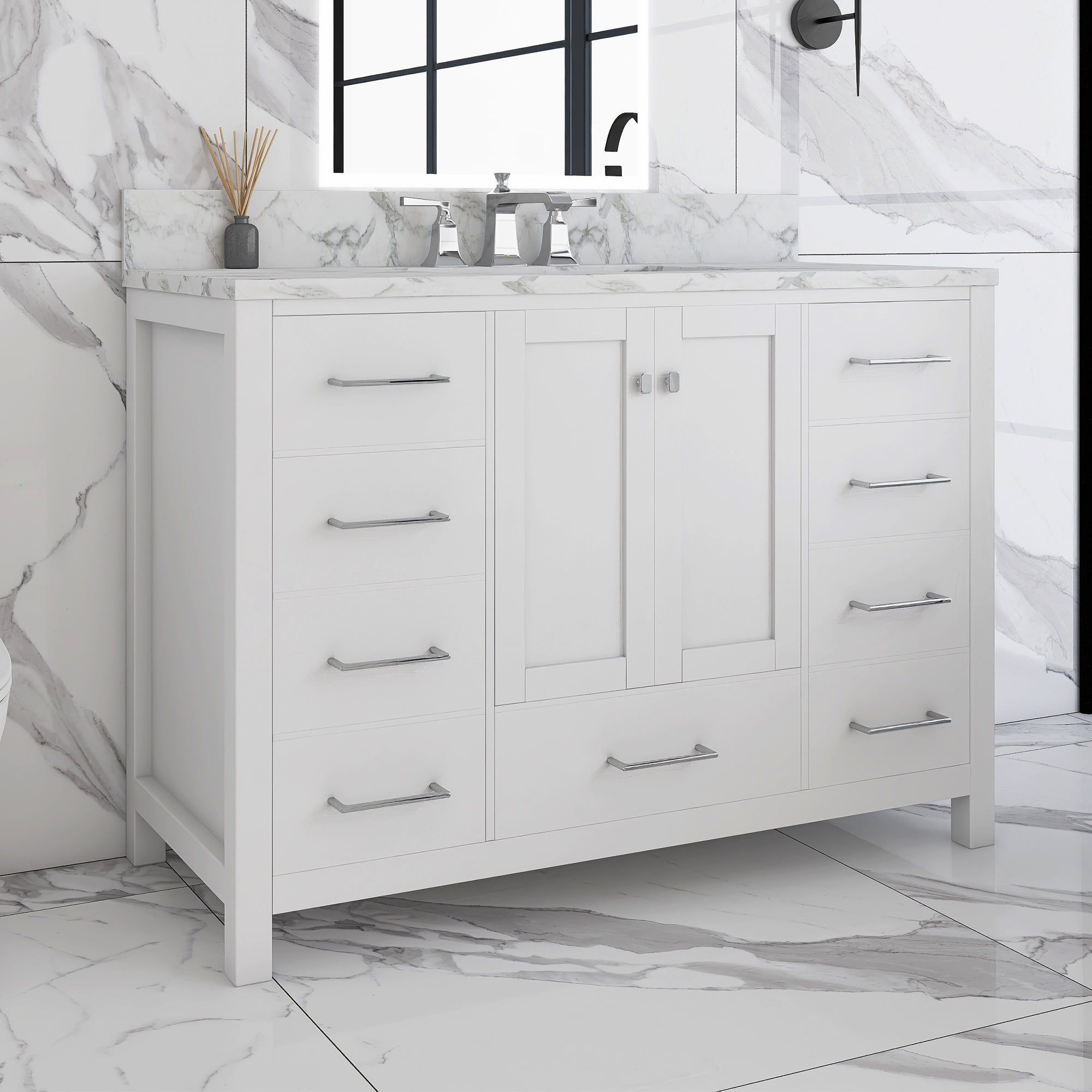 48" Single Bathroom Vanity Set with Marble Top