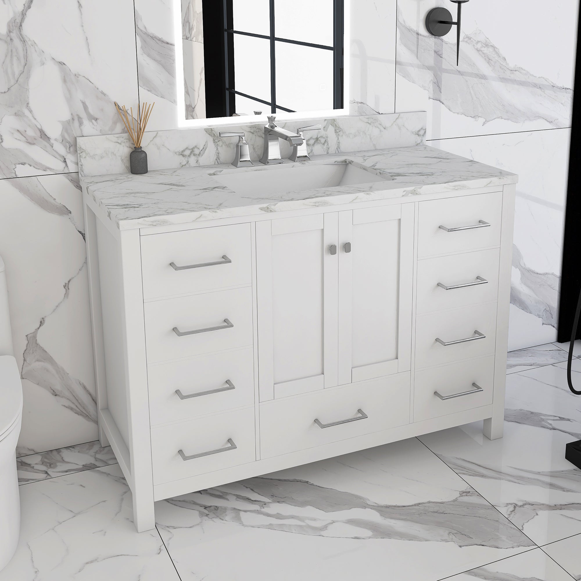48" Single Bathroom Vanity Set with Marble Top