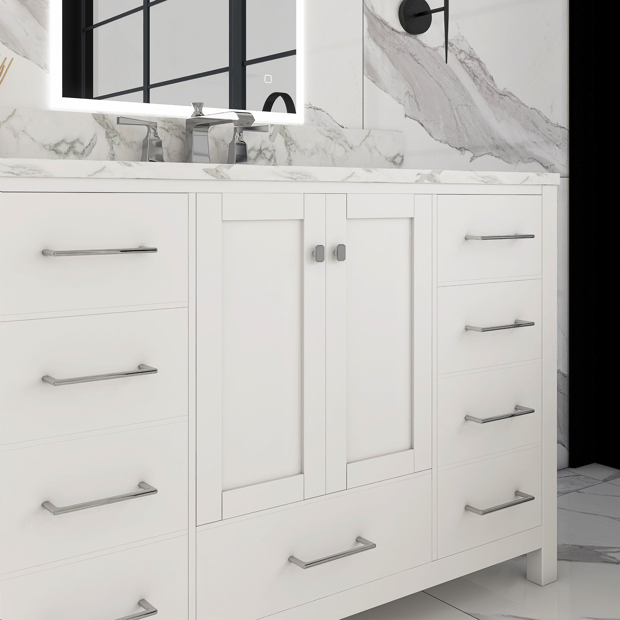 48" Single Bathroom Vanity Set with Marble Top