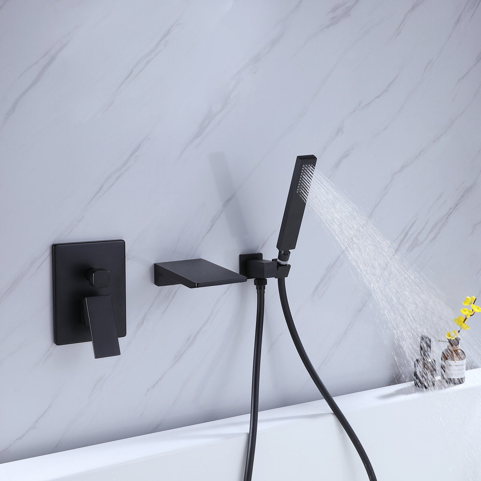 Wall Mount Tub Faucet with Handheld Shower