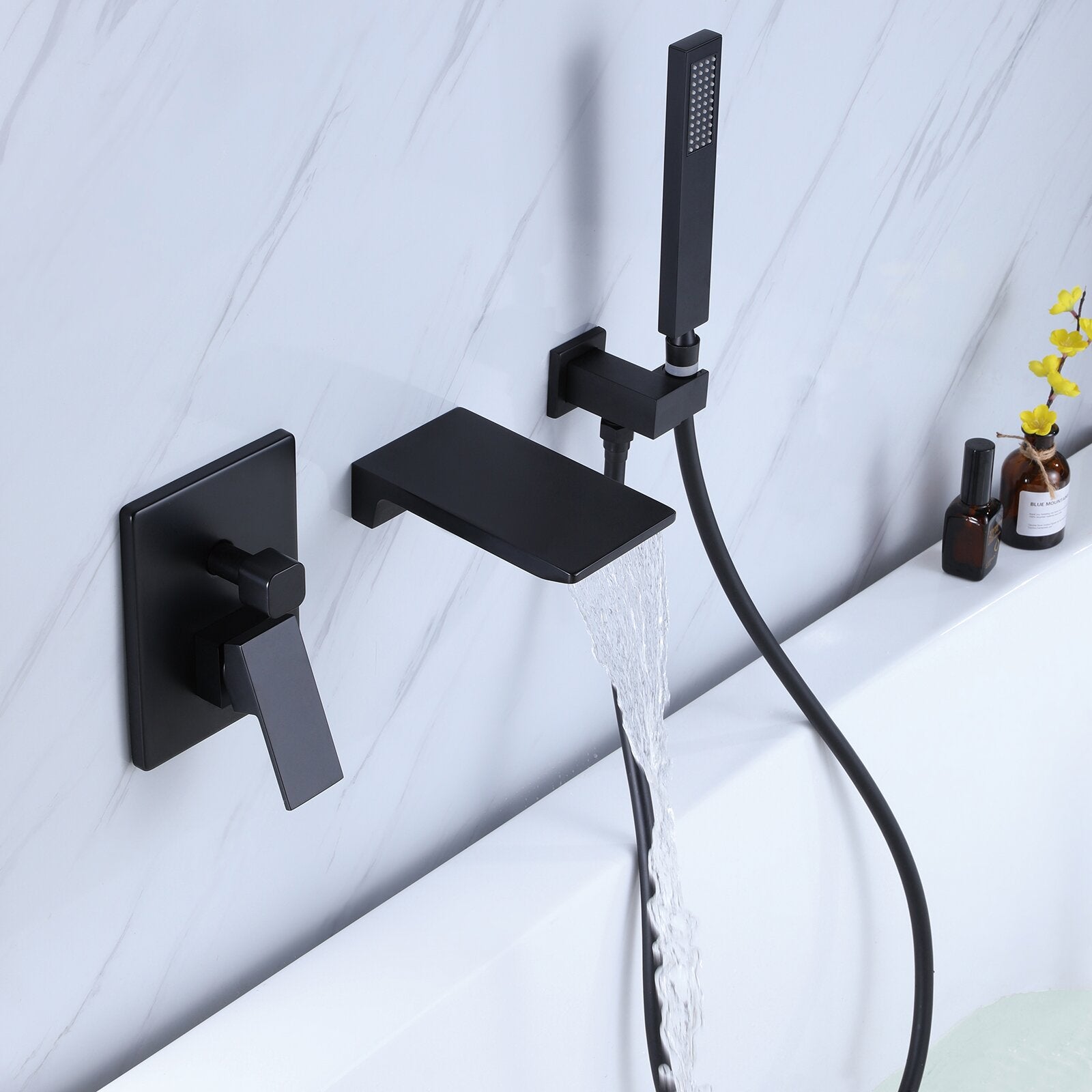 Wall Mount Tub Faucet with Handheld Shower