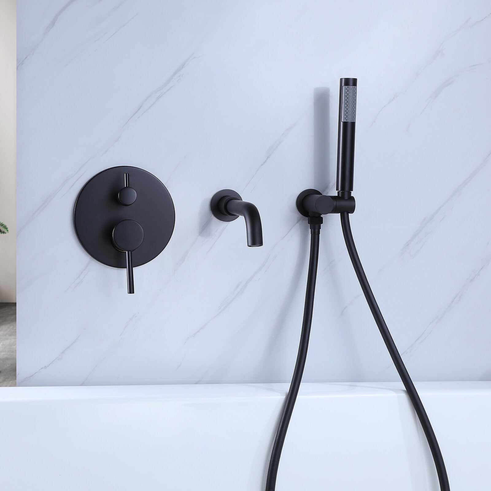 Wall Mount Tub Faucet with Handheld Shower