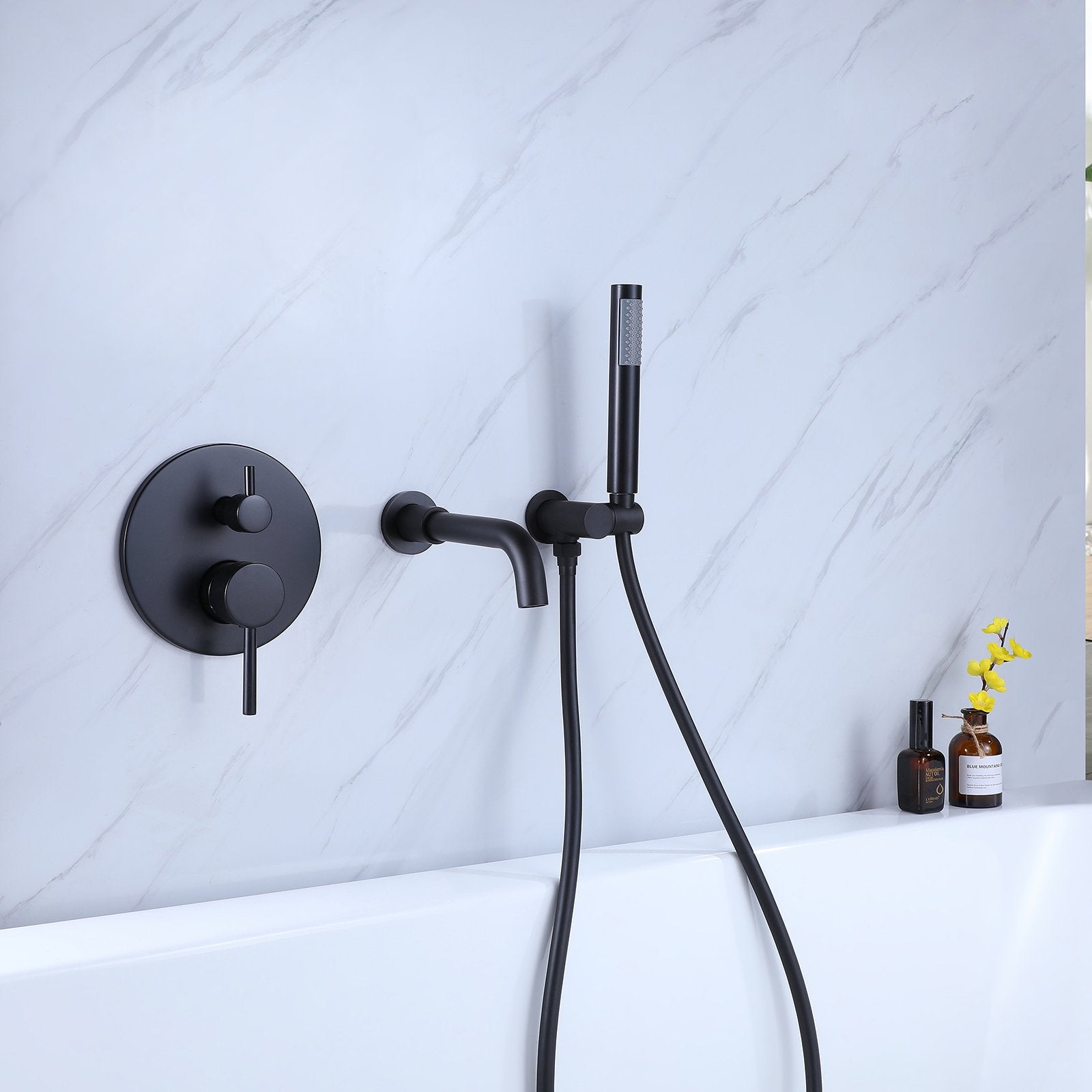 Wall Mount Tub Faucet with Handheld Shower