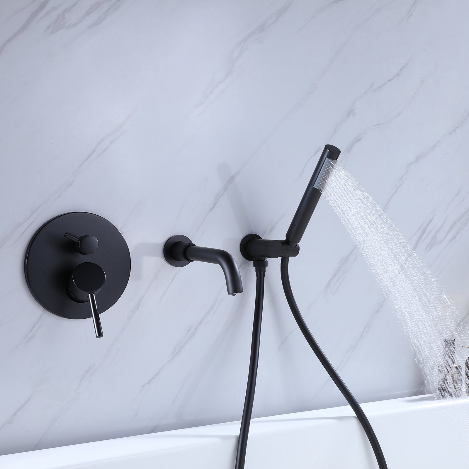 Wall Mount Tub Faucet with Handheld Shower