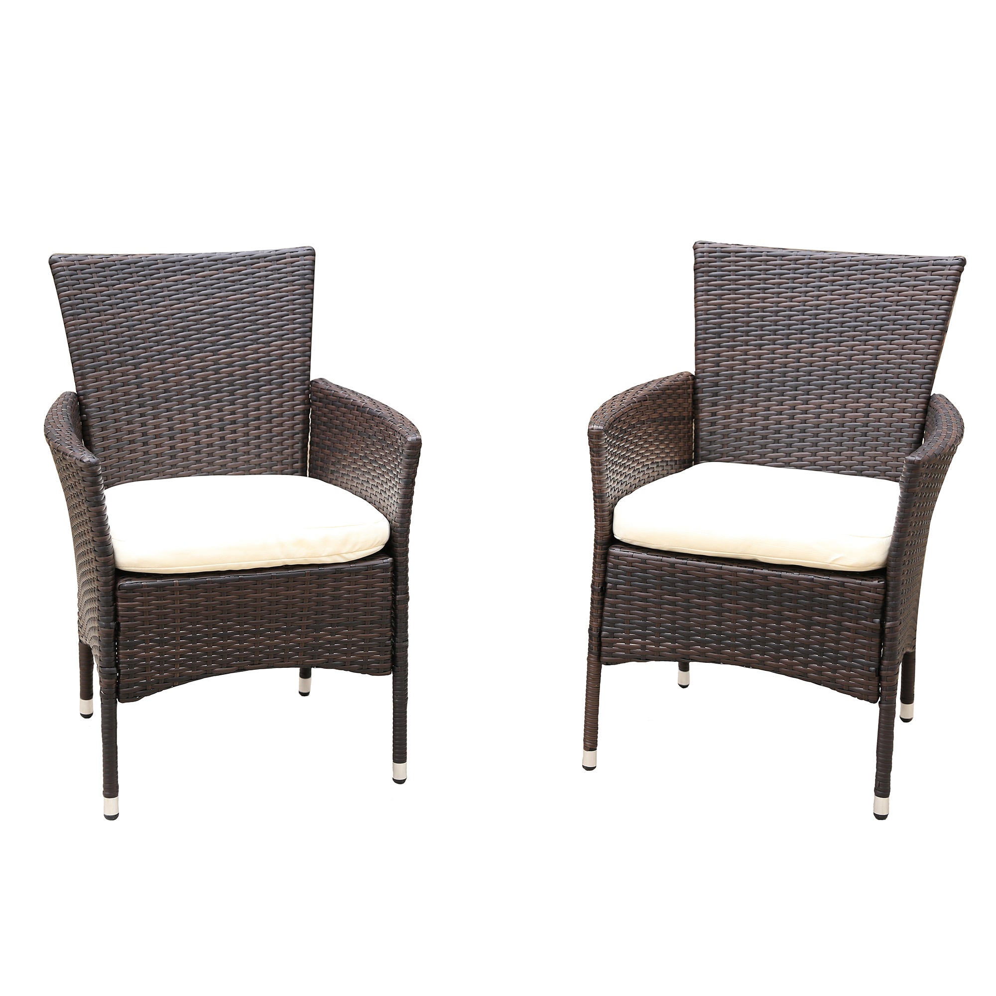 2 pieces Patio Rattan Armchair Seat with Removable Cushions
