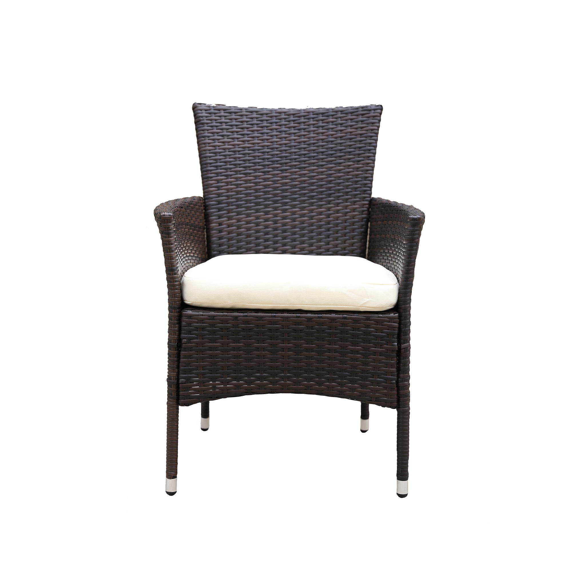 2 pieces Patio Rattan Armchair Seat with Removable Cushions