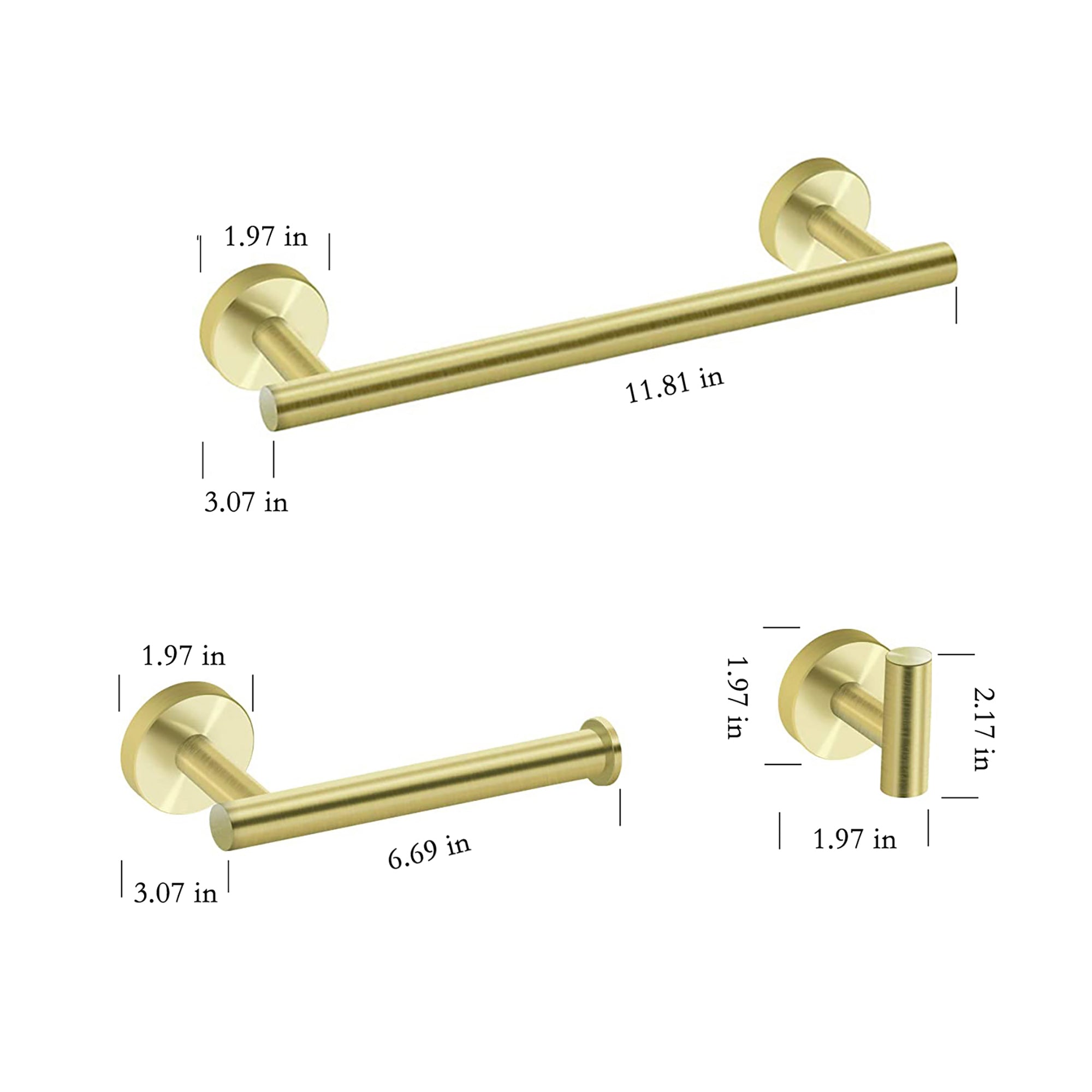 3-Piece Wall Mounted Bathroom Hardware Set
