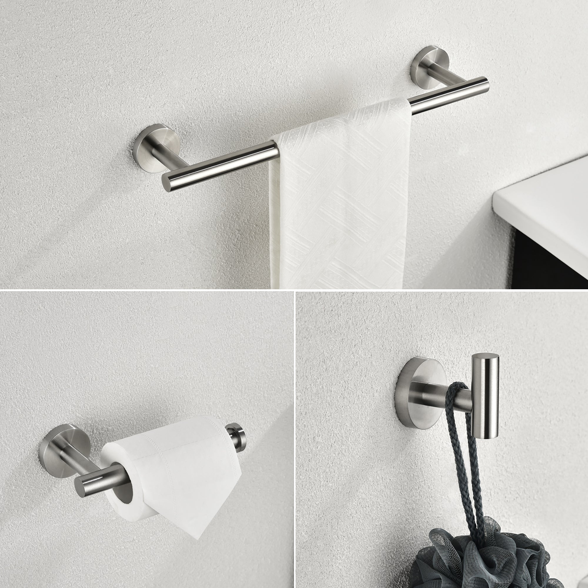 3-Piece Wall Mounted Bathroom Hardware Set