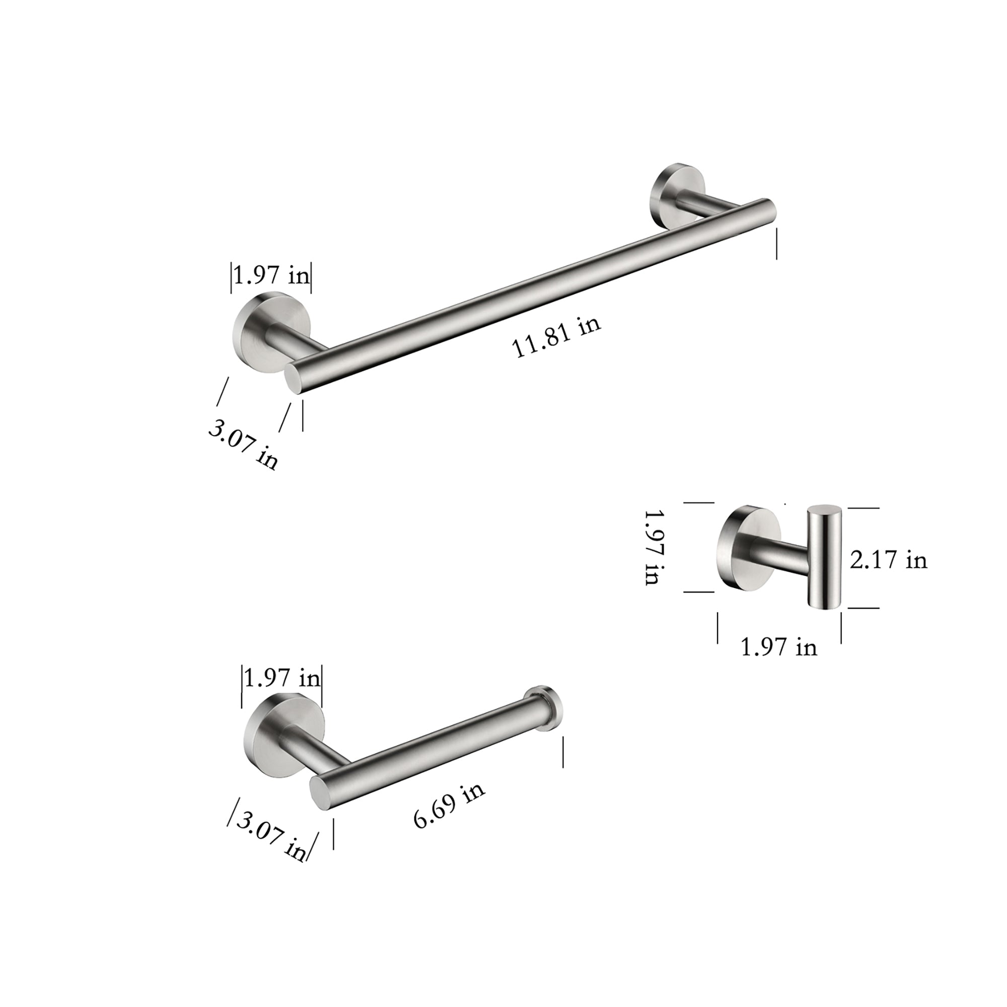 3-Piece Wall Mounted Bathroom Hardware Set