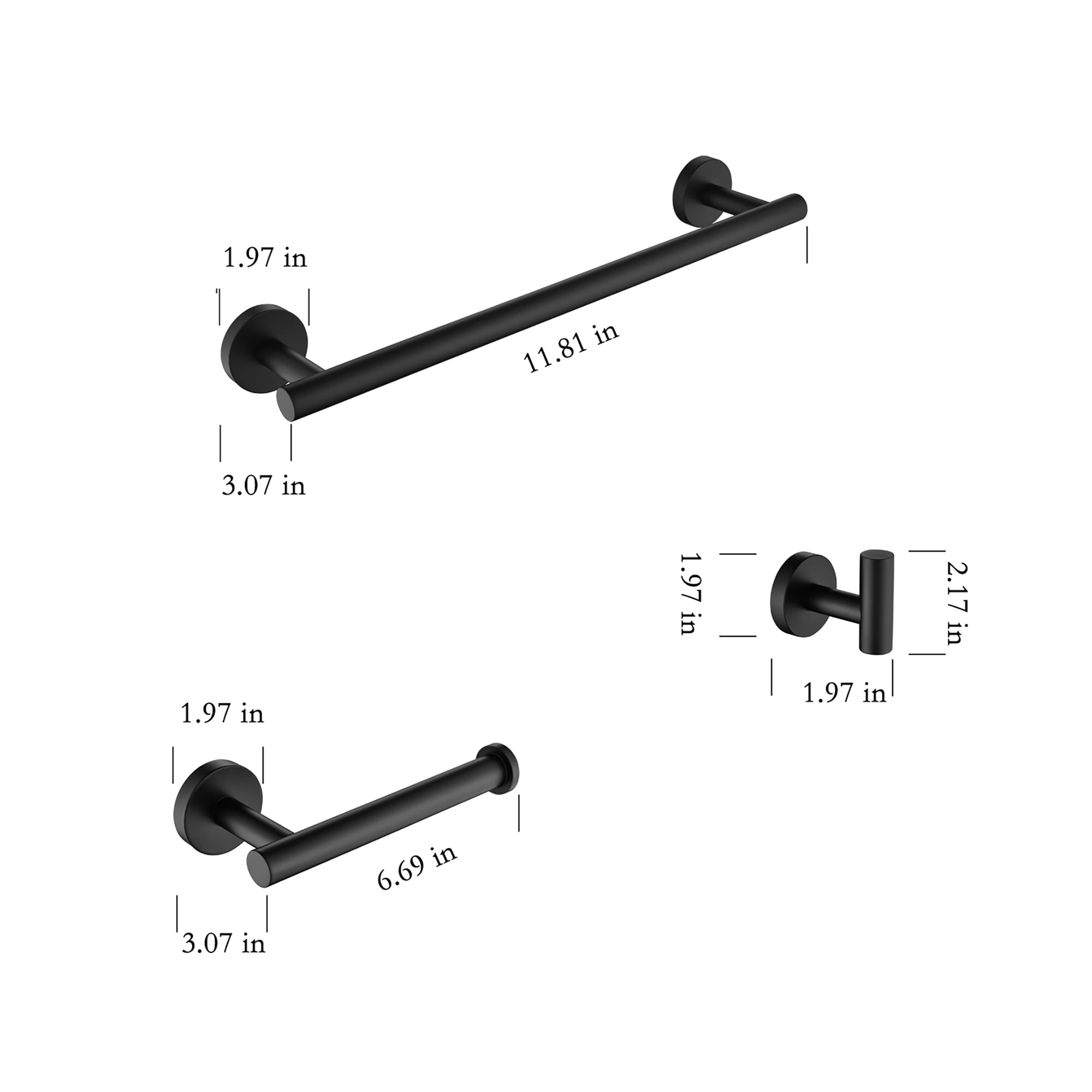 3-Piece Wall Mounted Bathroom Hardware Set