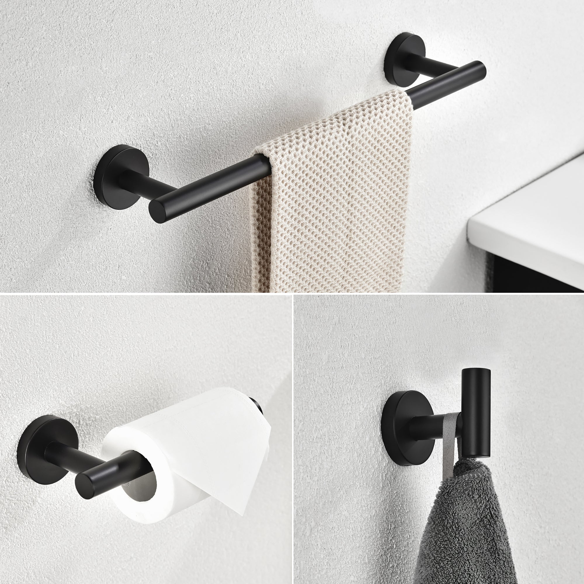 3-Piece Wall Mounted Bathroom Hardware Set