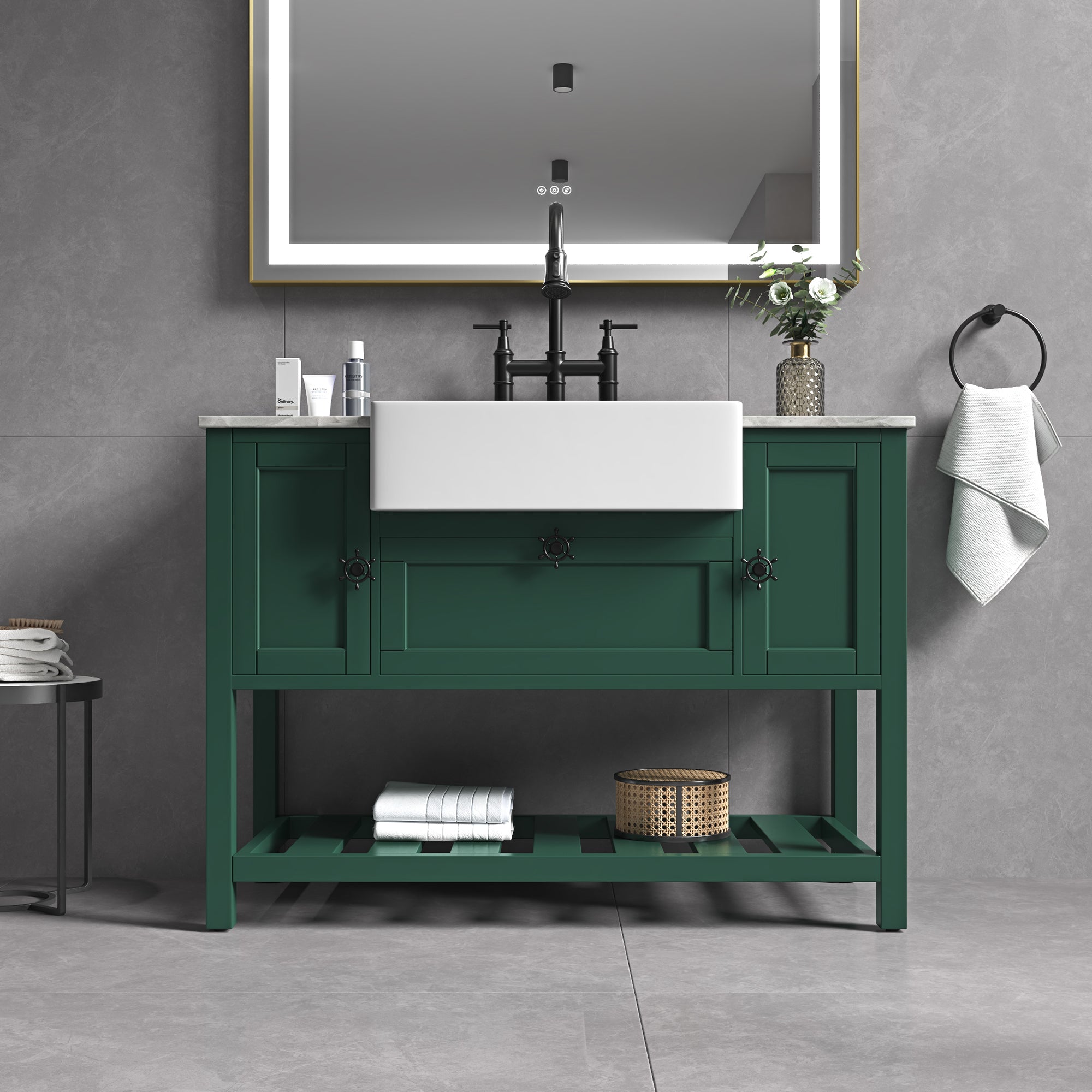 48" Freestanding Solid Wood Farmhouse Single Bathroom Vanity Set