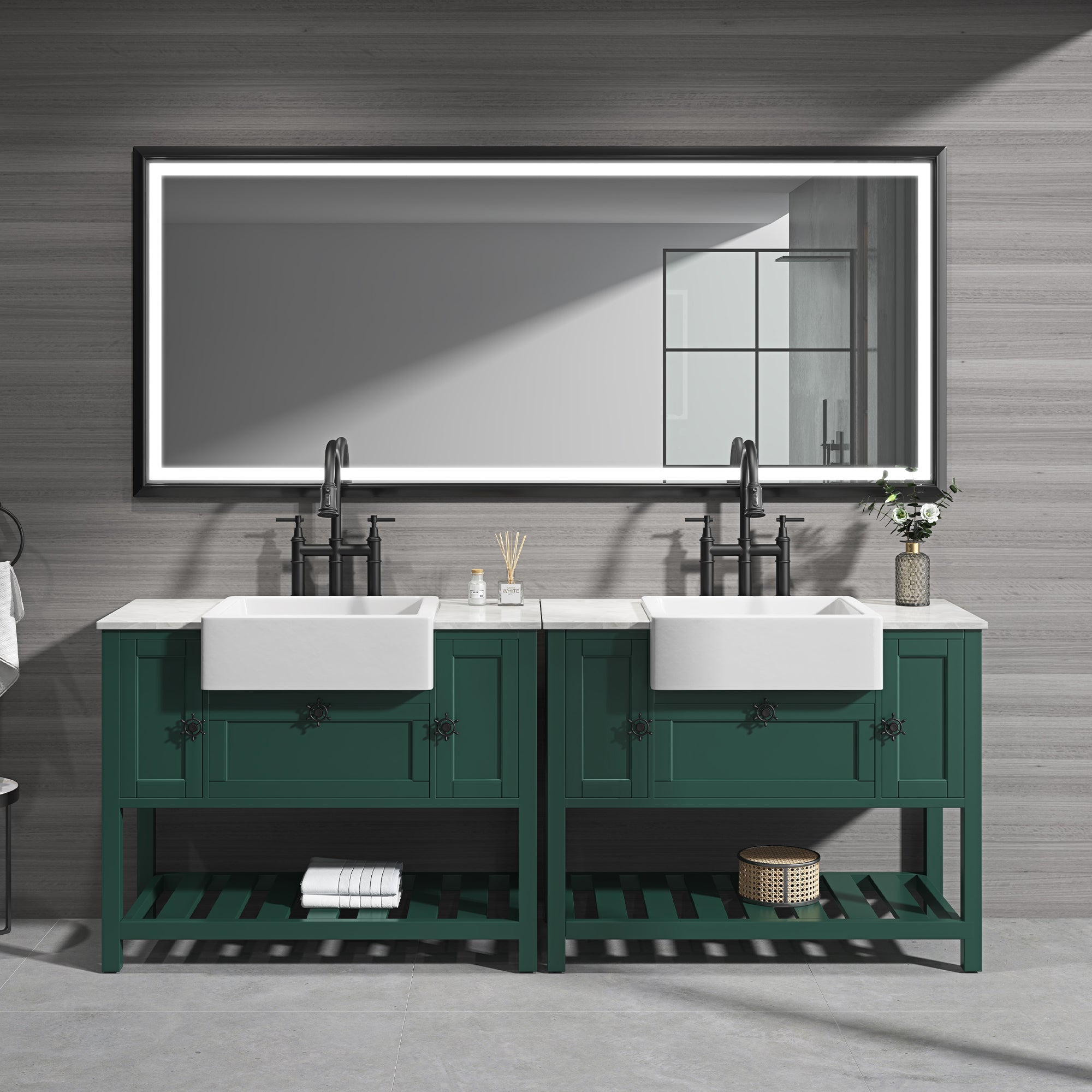 48" Freestanding Solid Wood Farmhouse Single Bathroom Vanity Set