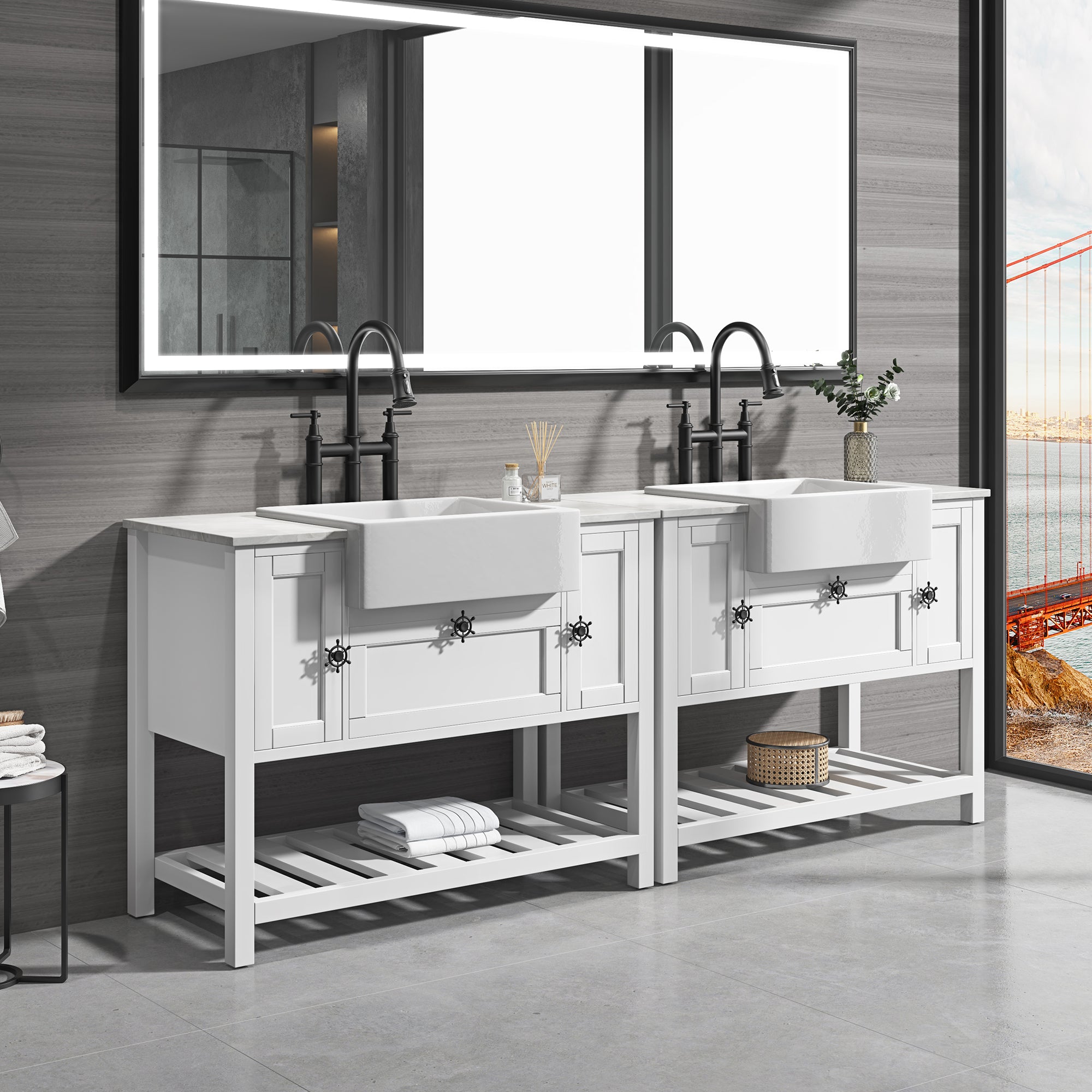 48" Freestanding Solid Wood Farmhouse Single Bathroom Vanity Set