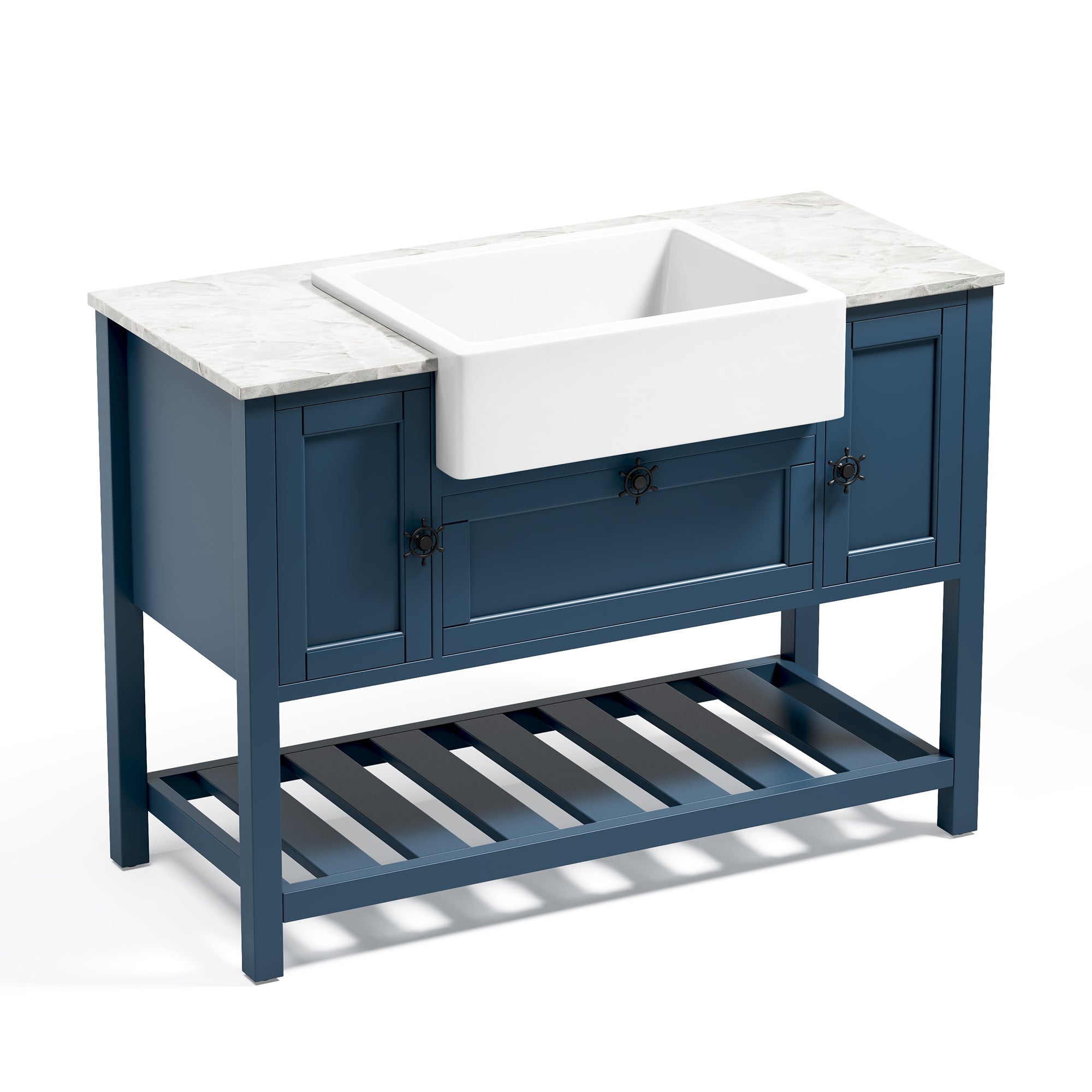 48" Freestanding Solid Wood Farmhouse Single Bathroom Vanity Set
