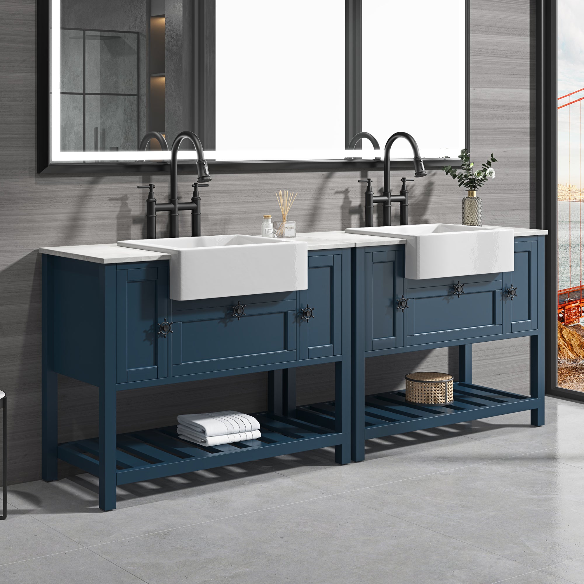 48" Freestanding Solid Wood Farmhouse Single Bathroom Vanity Set