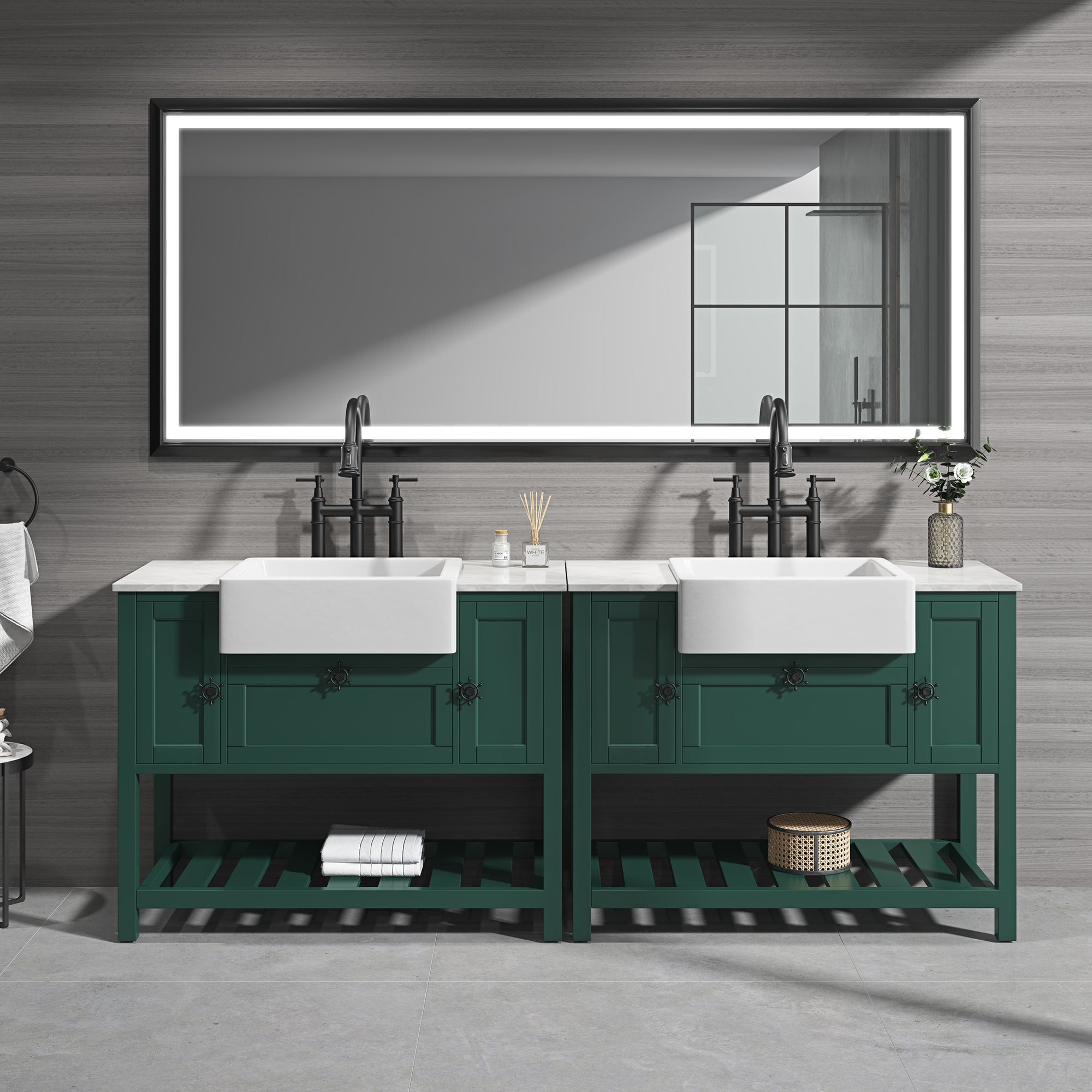 48" Freestanding Solid Wood Farmhouse Single Bathroom Vanity Set