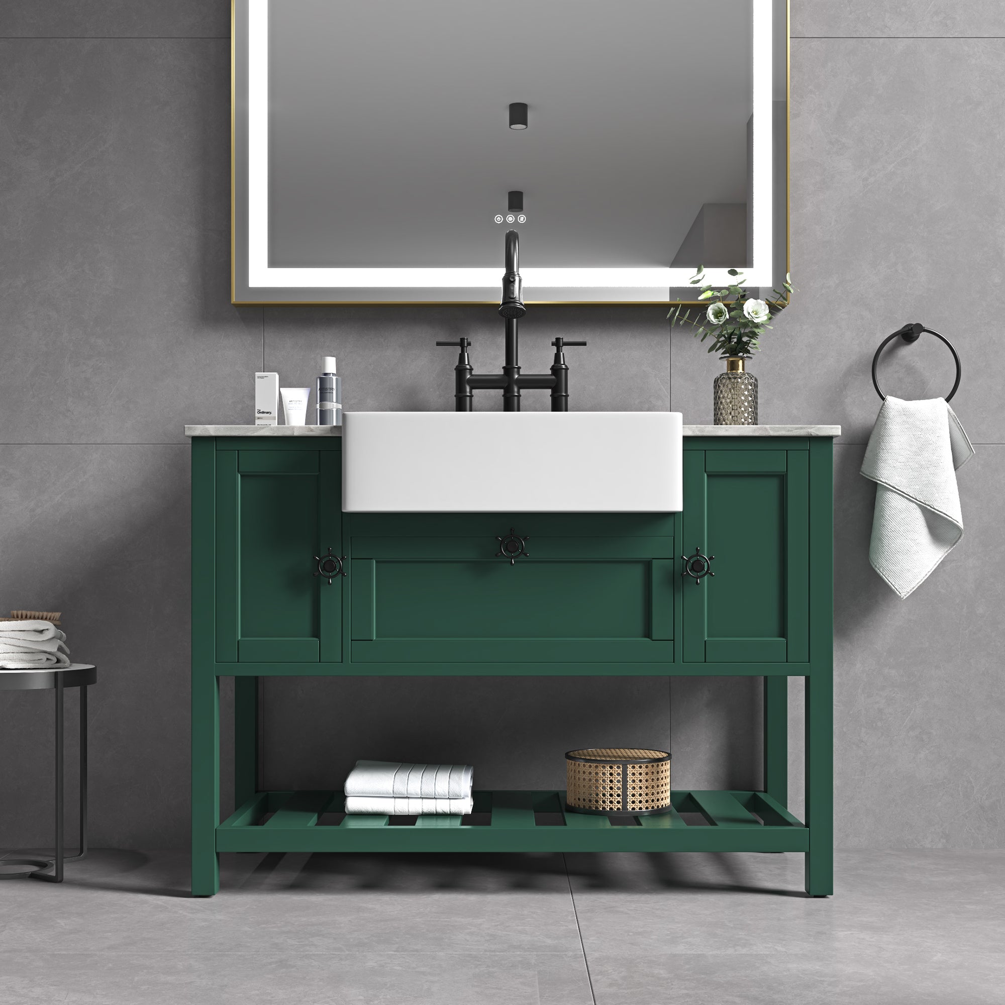 48" Freestanding Solid Wood Farmhouse Single Bathroom Vanity Set