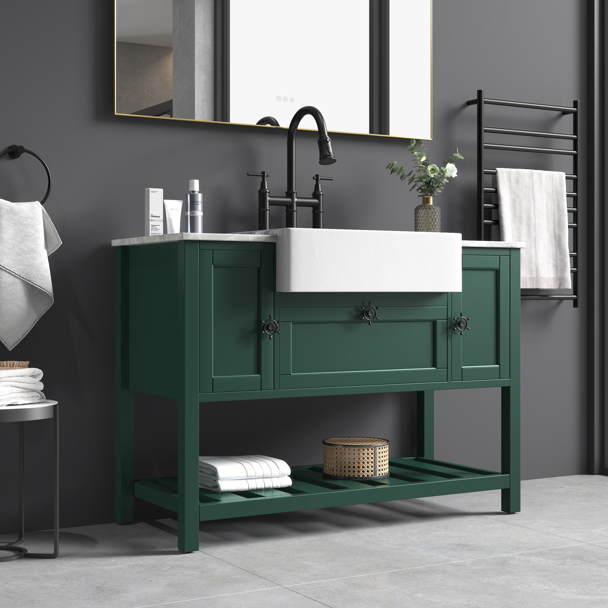 48" Freestanding Solid Wood Farmhouse Single Bathroom Vanity Set