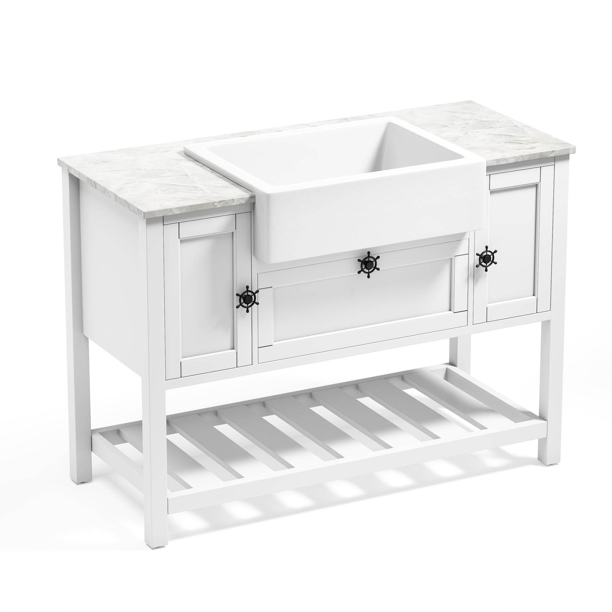 48" Freestanding Solid Wood Farmhouse Single Bathroom Vanity Set